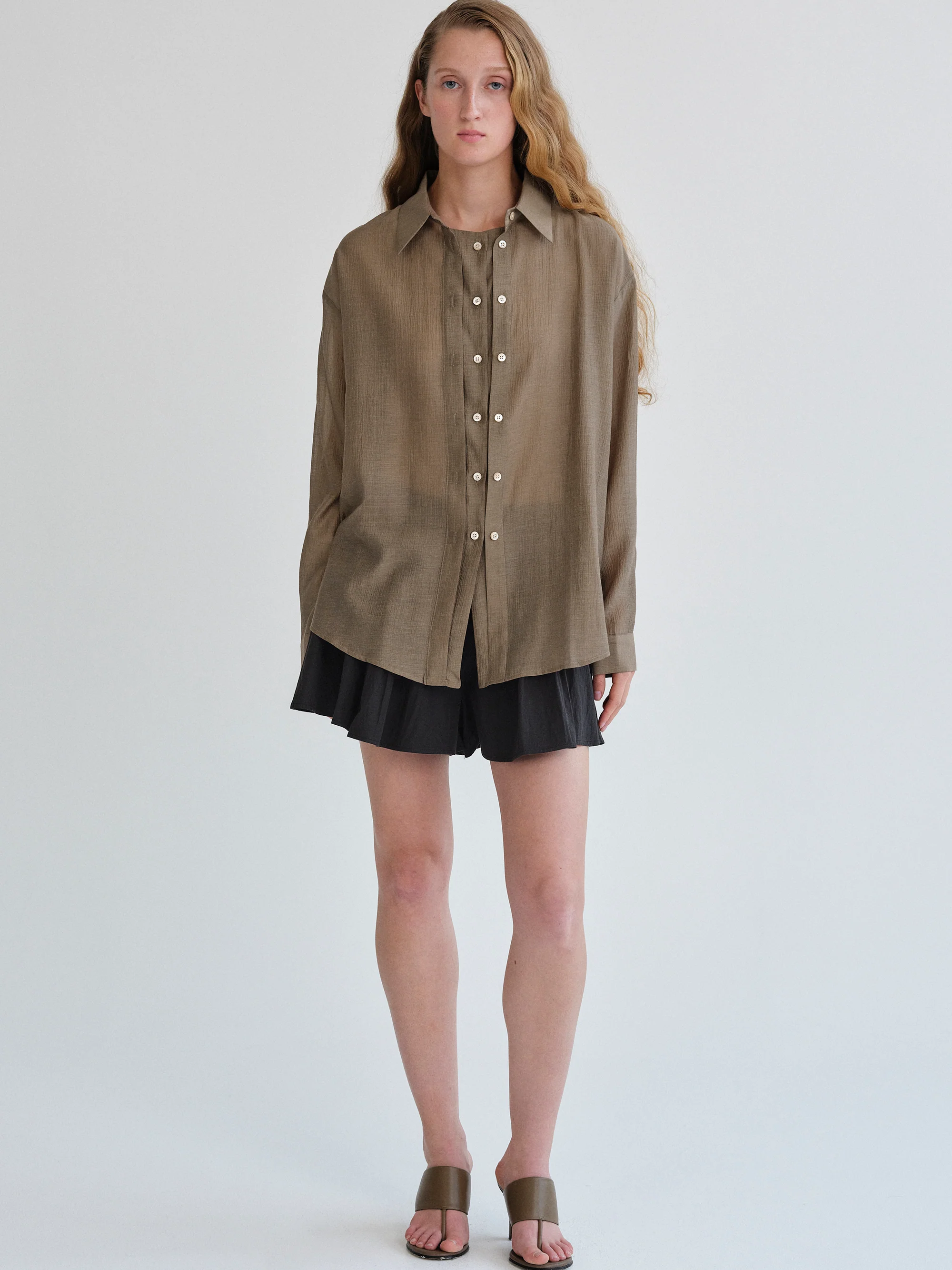 Rosano Double Placket Shirt, Brown - Image 3