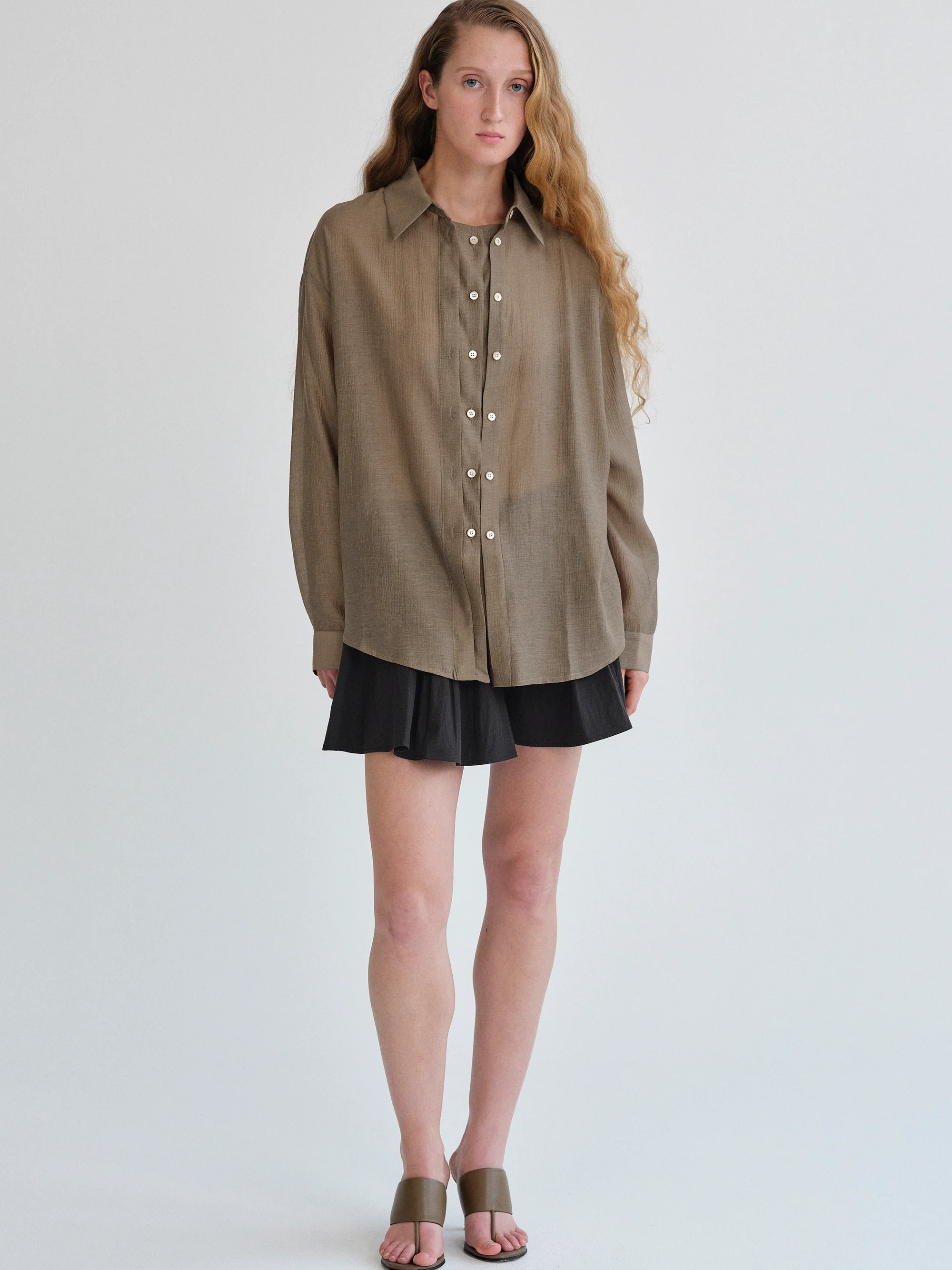Rosano Double Placket Shirt, Brown - Image 5