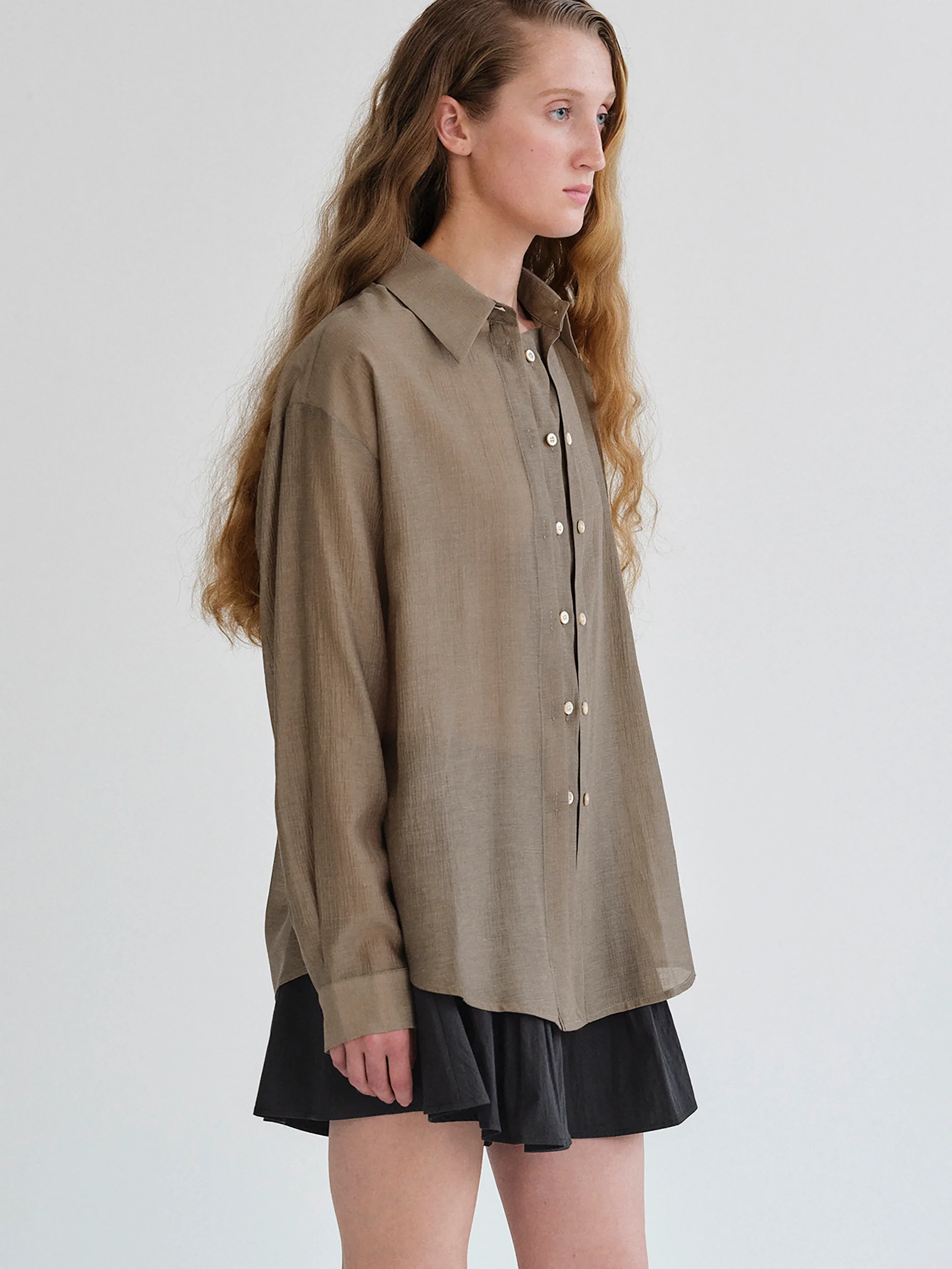 Rosano Double Placket Shirt, Brown - Image 6