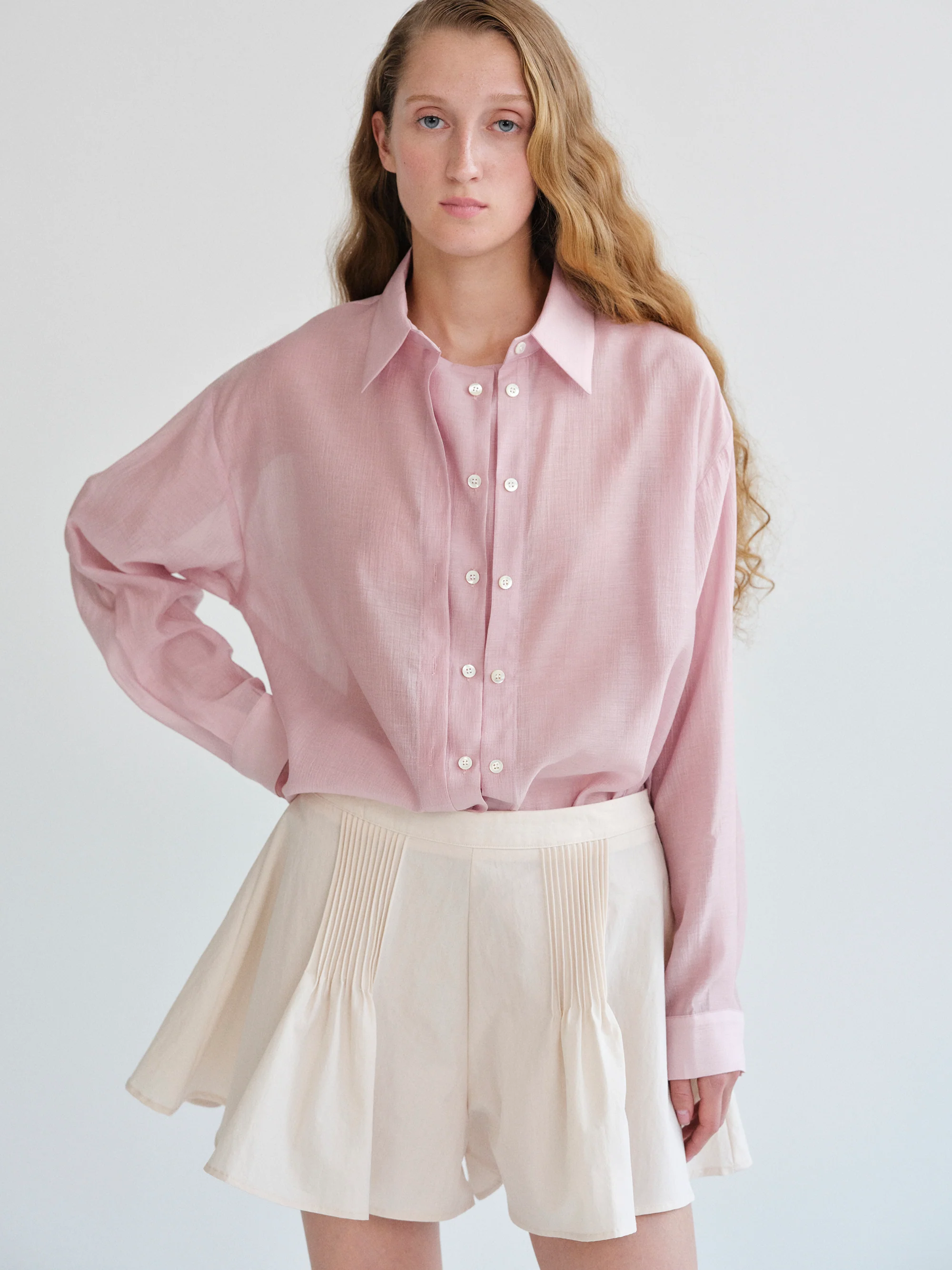 Rosano Double Placket Shirt, Pink
