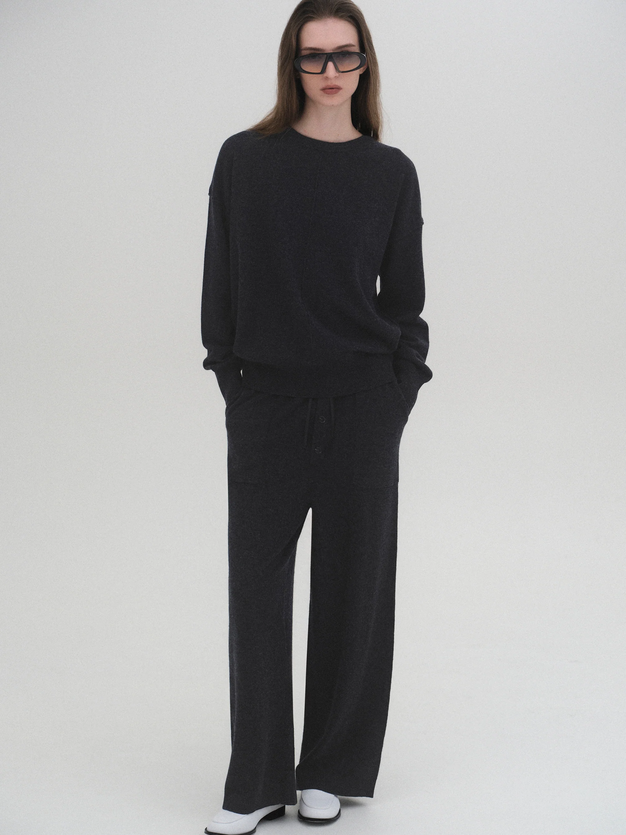 Round-Neck Wool Top, Black - Image 2