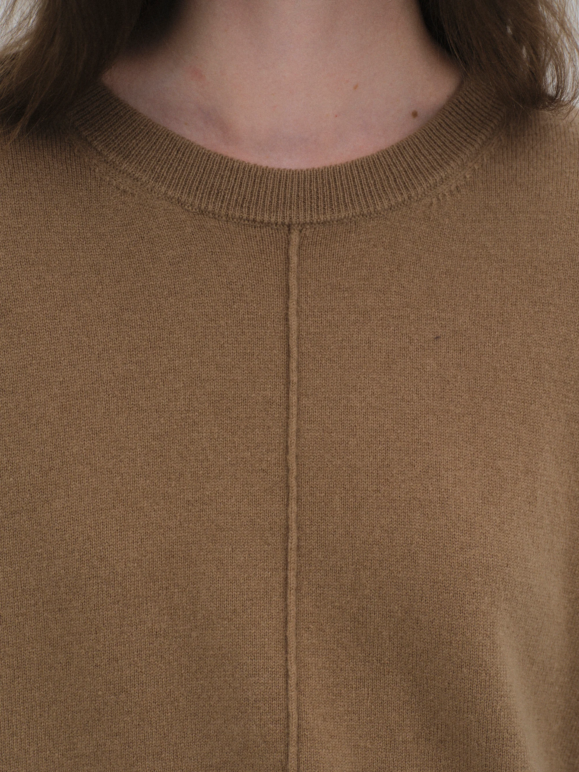 Round-Neck Wool Top, Brown - Image 2