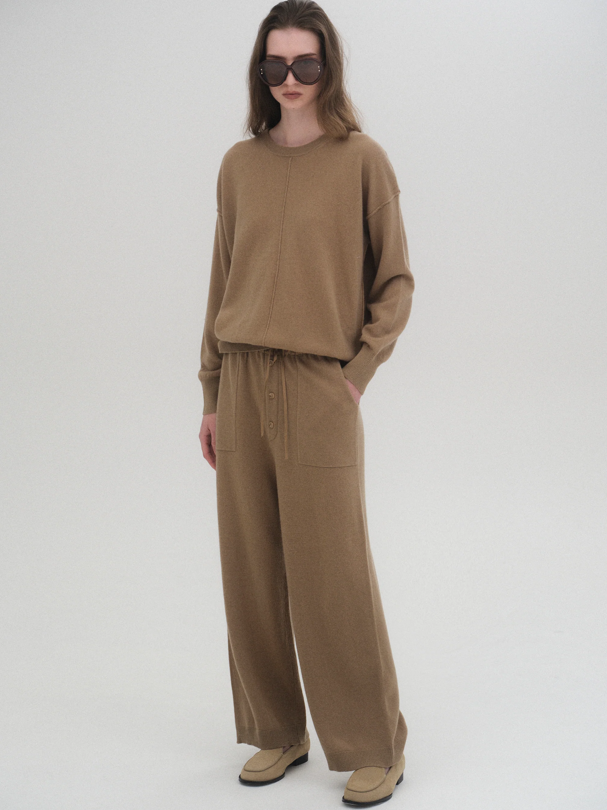 Round-Neck Wool Top, Brown - Image 3