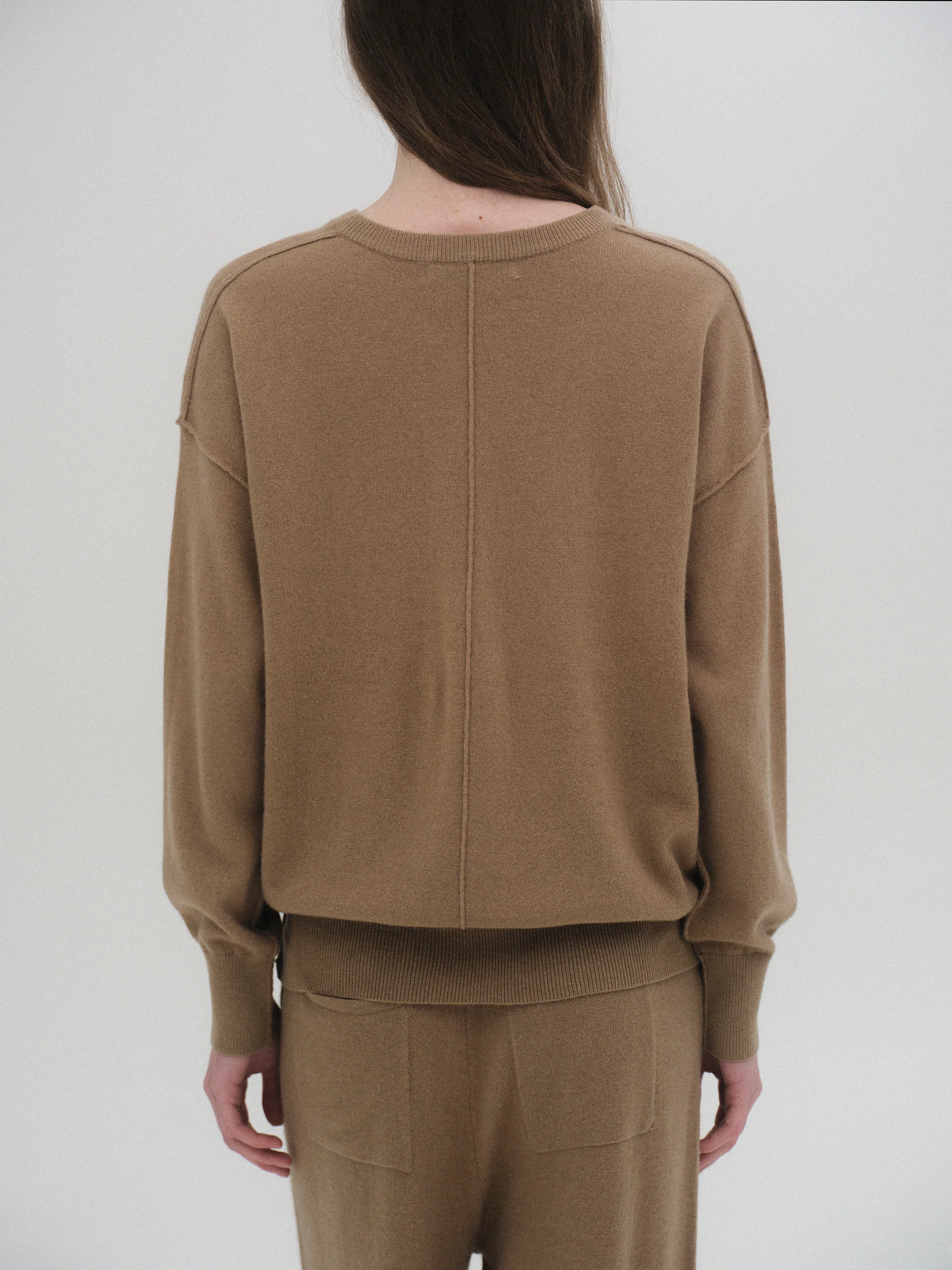 Round-Neck Wool Top, Brown - Image 4