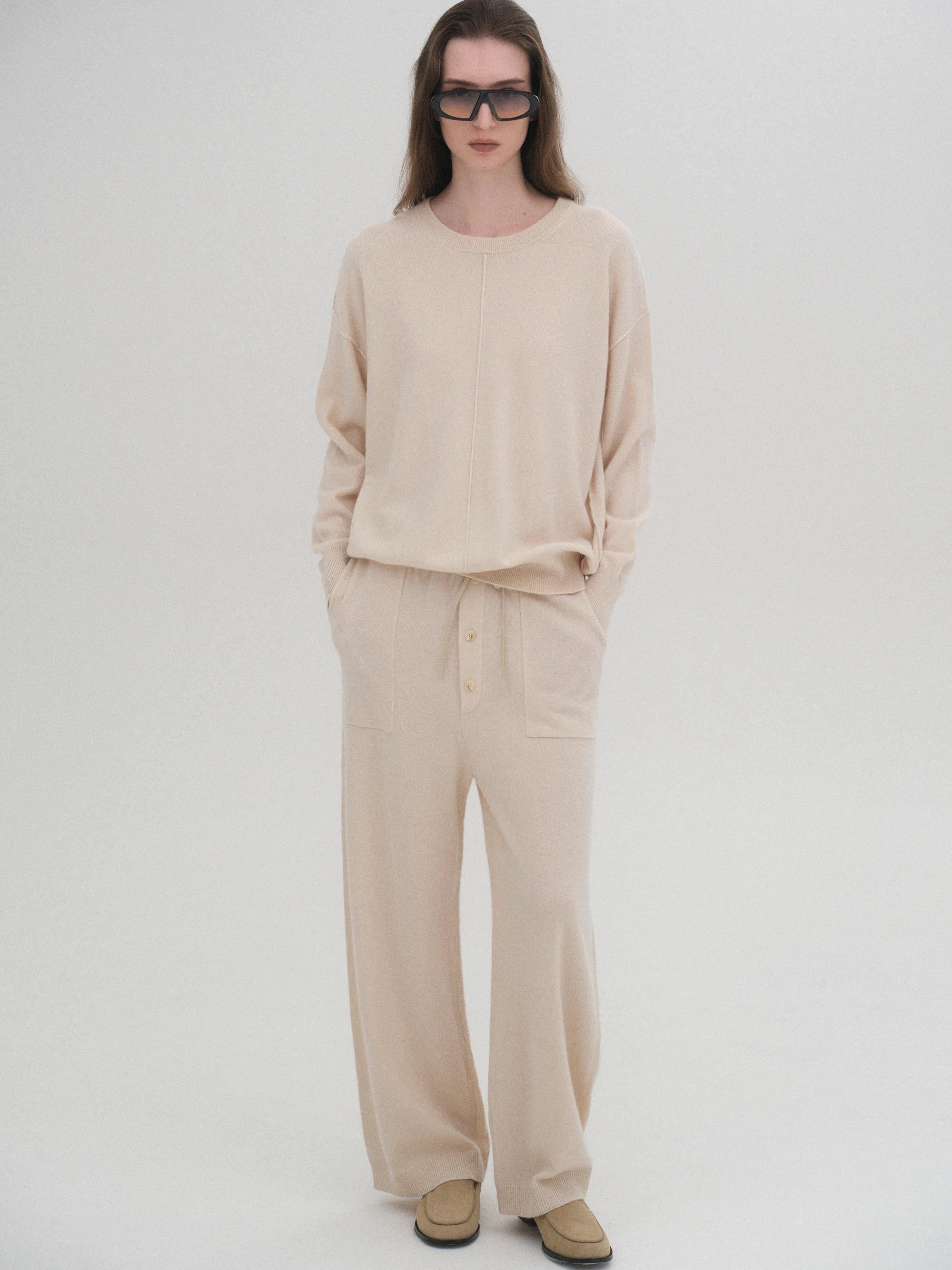 Round-Neck Wool Top, Ivory - Image 2