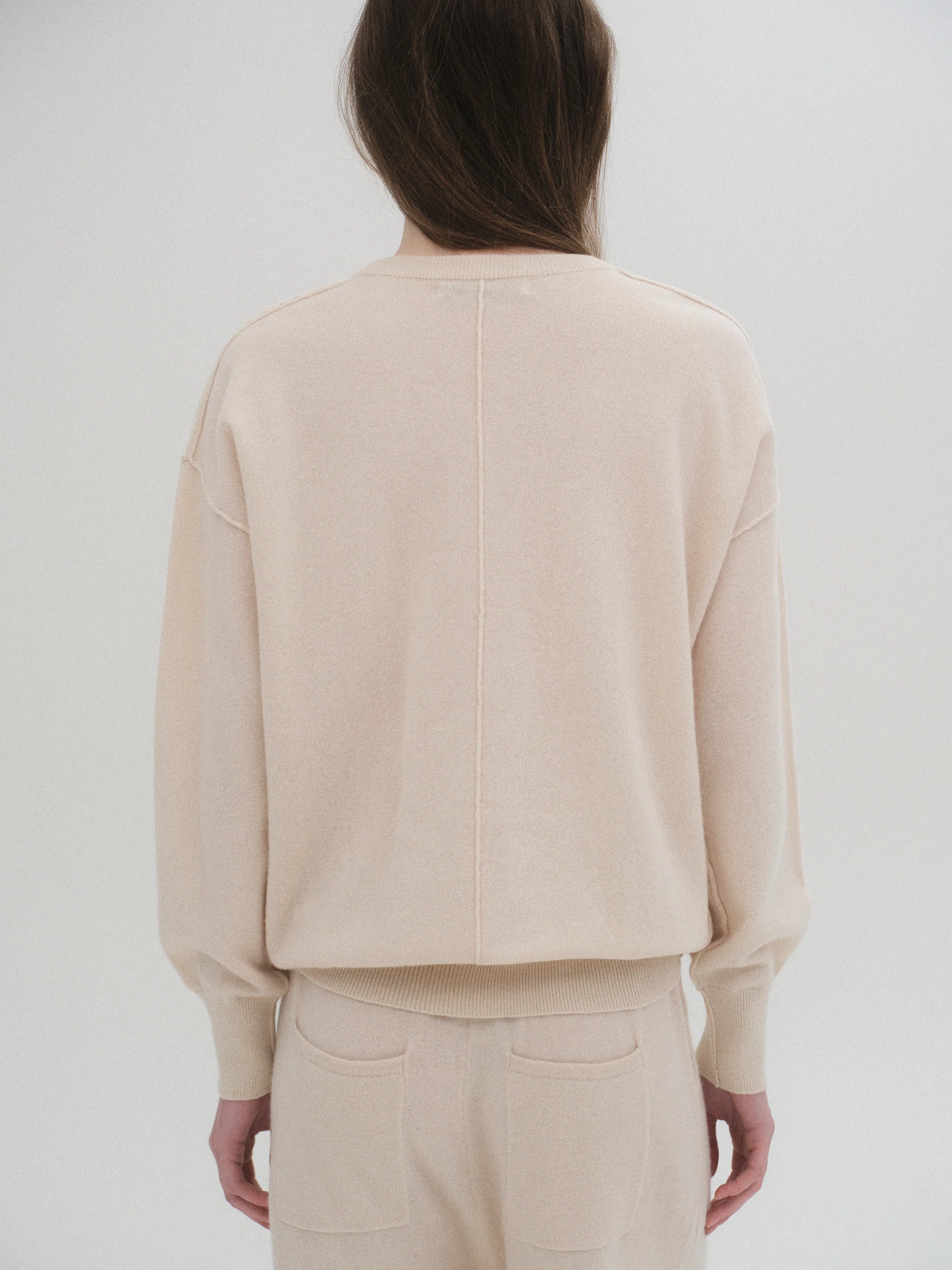 Round-Neck Wool Top, Ivory - Image 3