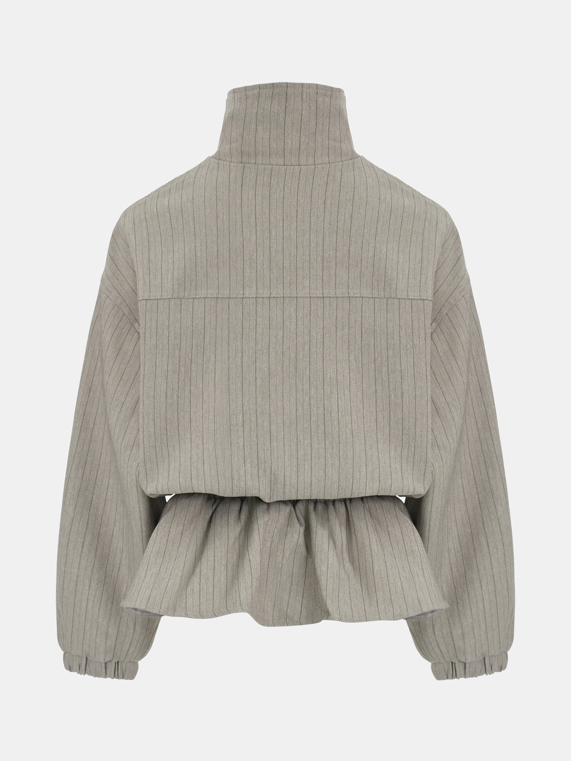 Rowan Drawstring Peplum Track Jacket, Beige - Image 7