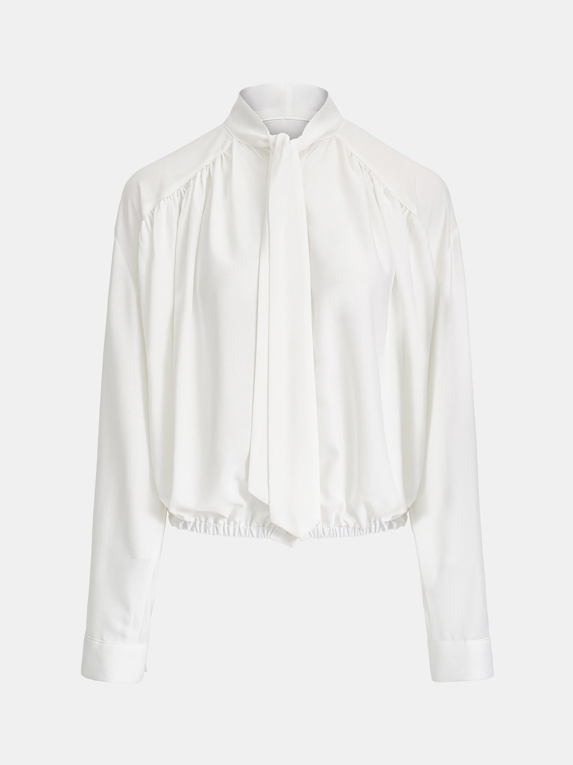 Ruched Tie-Detail Blouse, White - Image 4