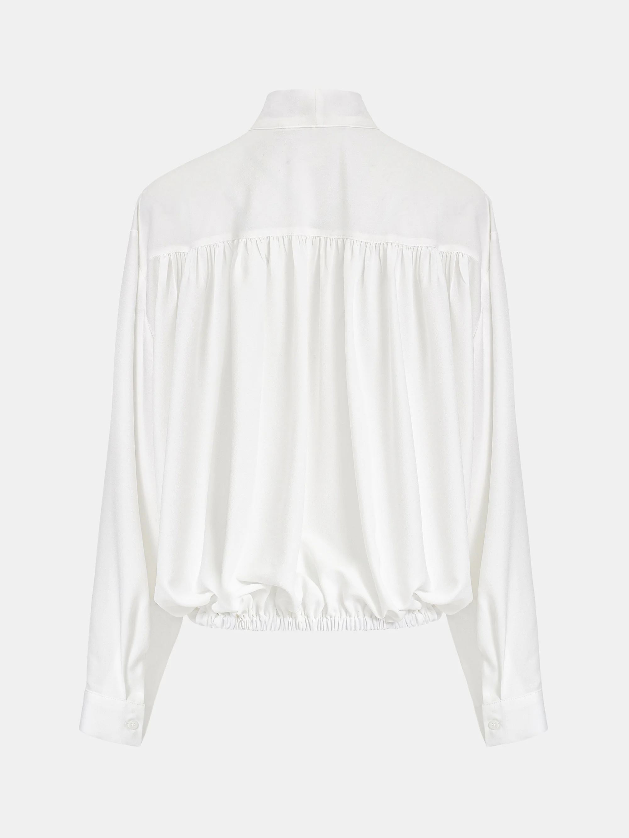 Ruched Tie-Detail Blouse, White - Image 5