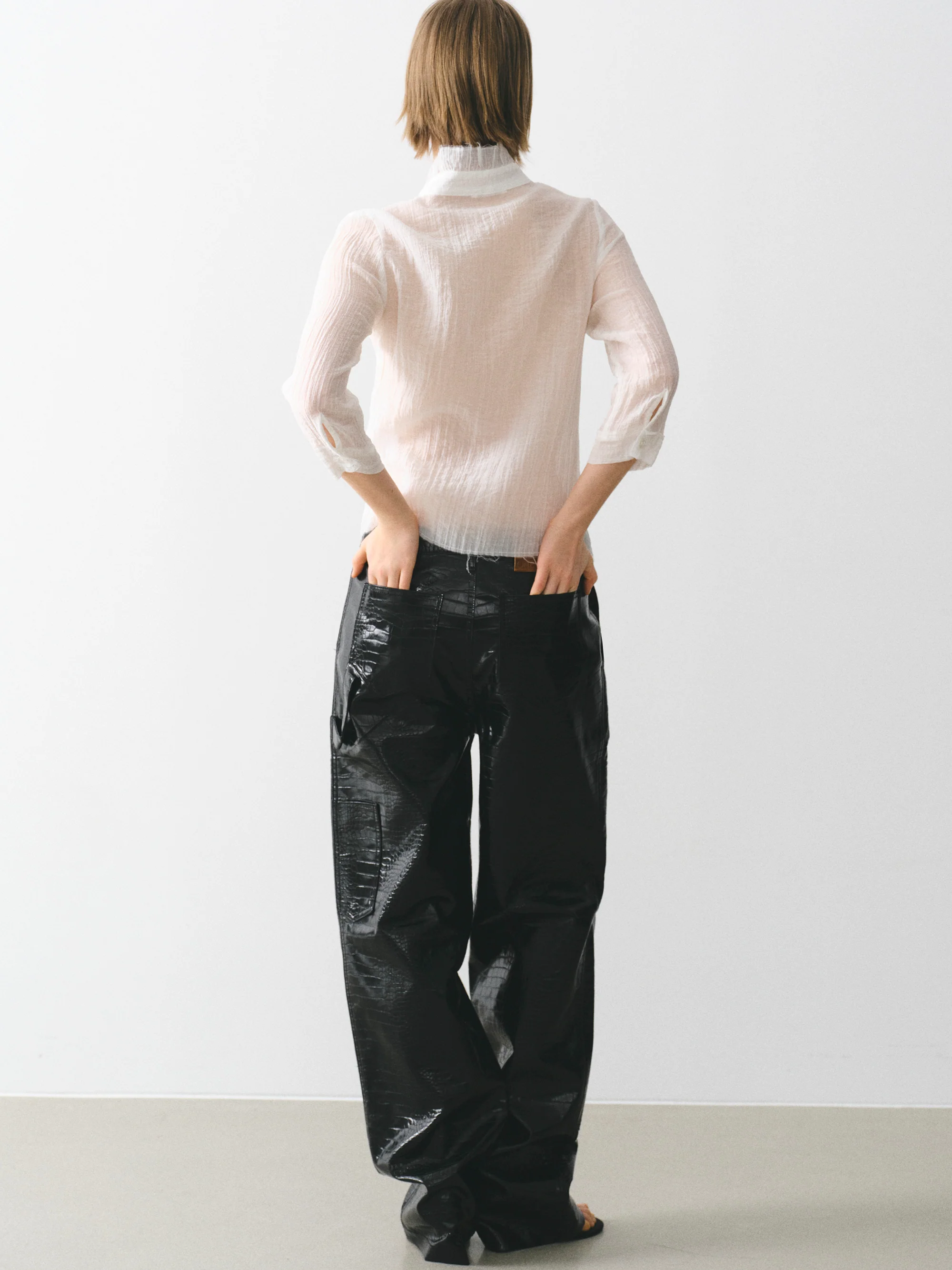 Ruffle Gauze Blouse, Ivory - Image 5