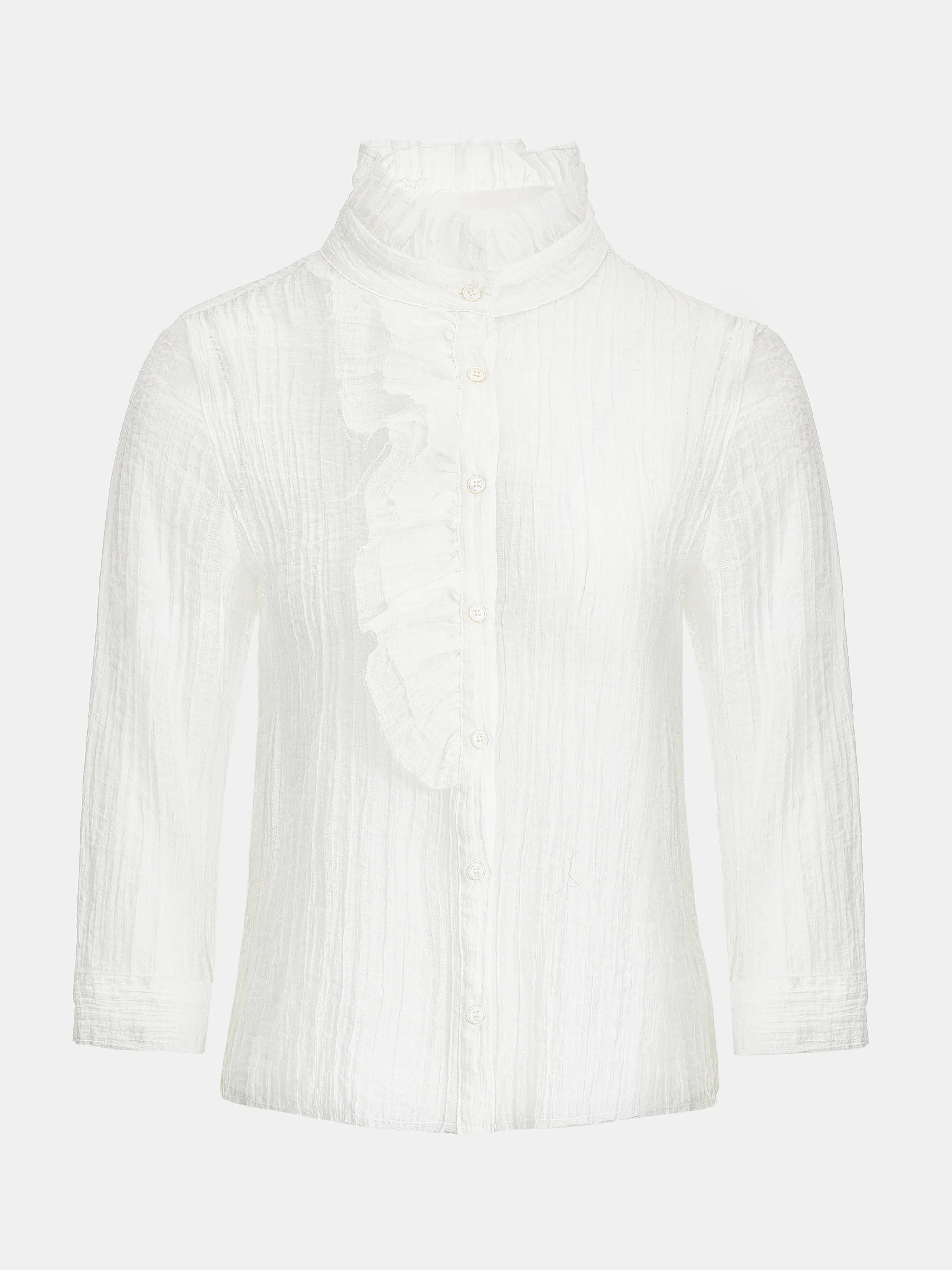 Ruffle Gauze Blouse, Ivory - Image 6
