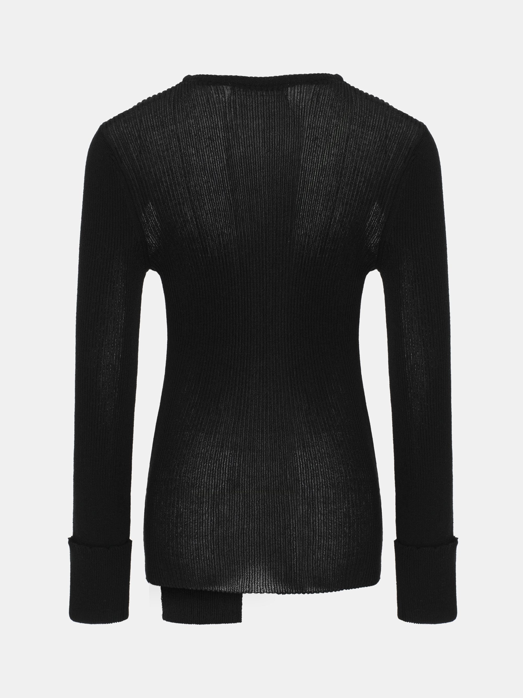 Sash Ribbed Knit Top, Black - Image 6