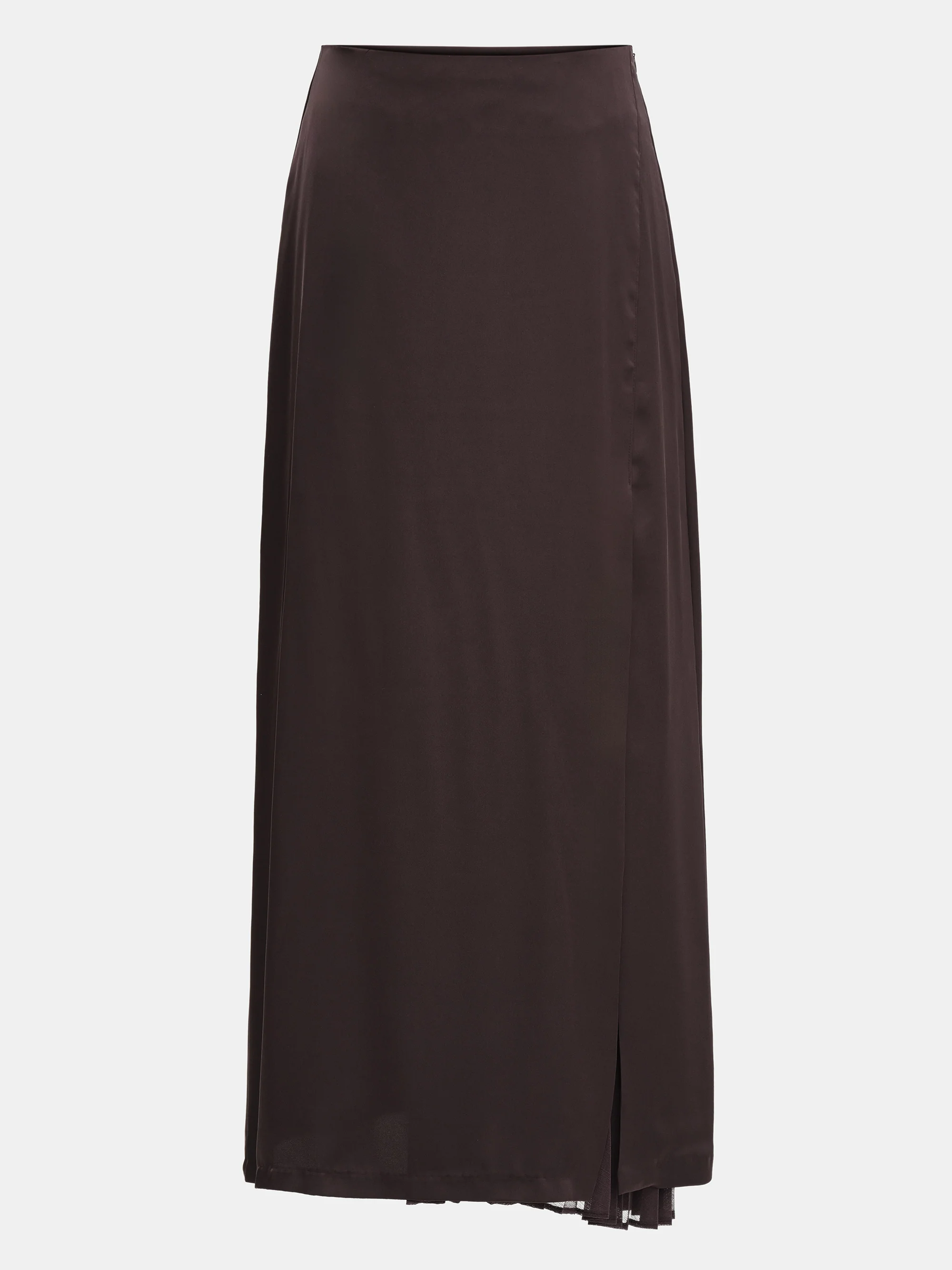 Satin-Effect Midi Skirt, Brown - Image 4