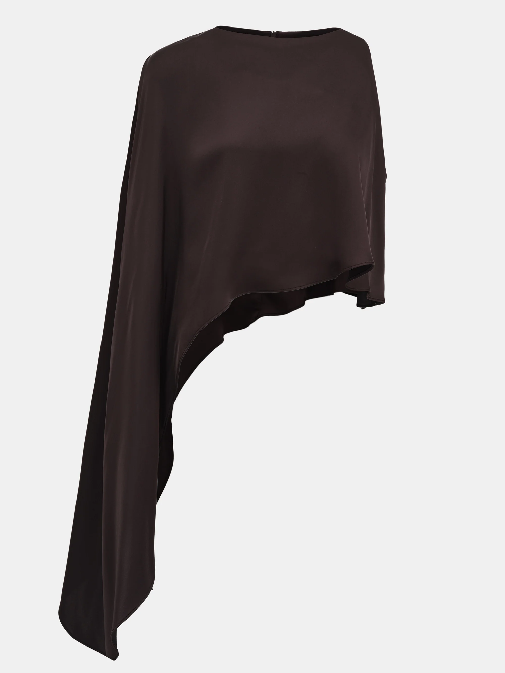 Satin-Effect One-Shoulder Top, Brown - Image 6