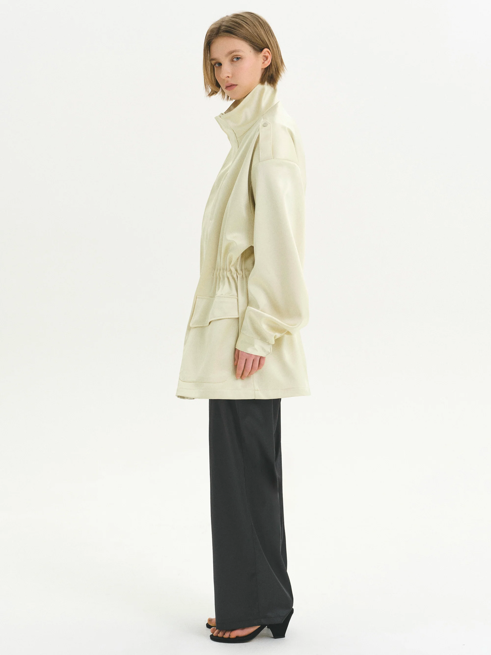 Satin Utility Field Jacket, Butter - Image 2