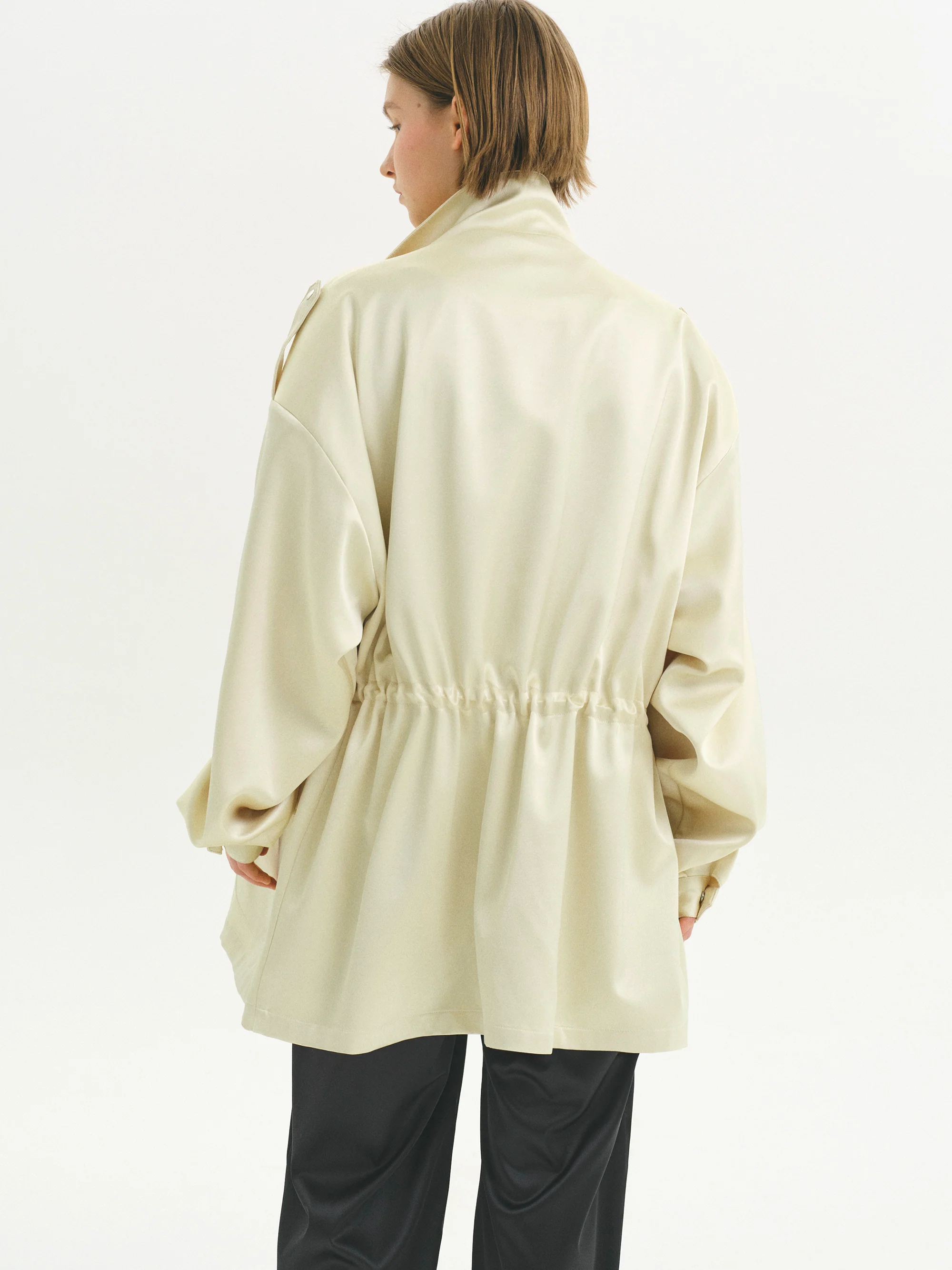 Satin Utility Field Jacket, Butter - Image 4