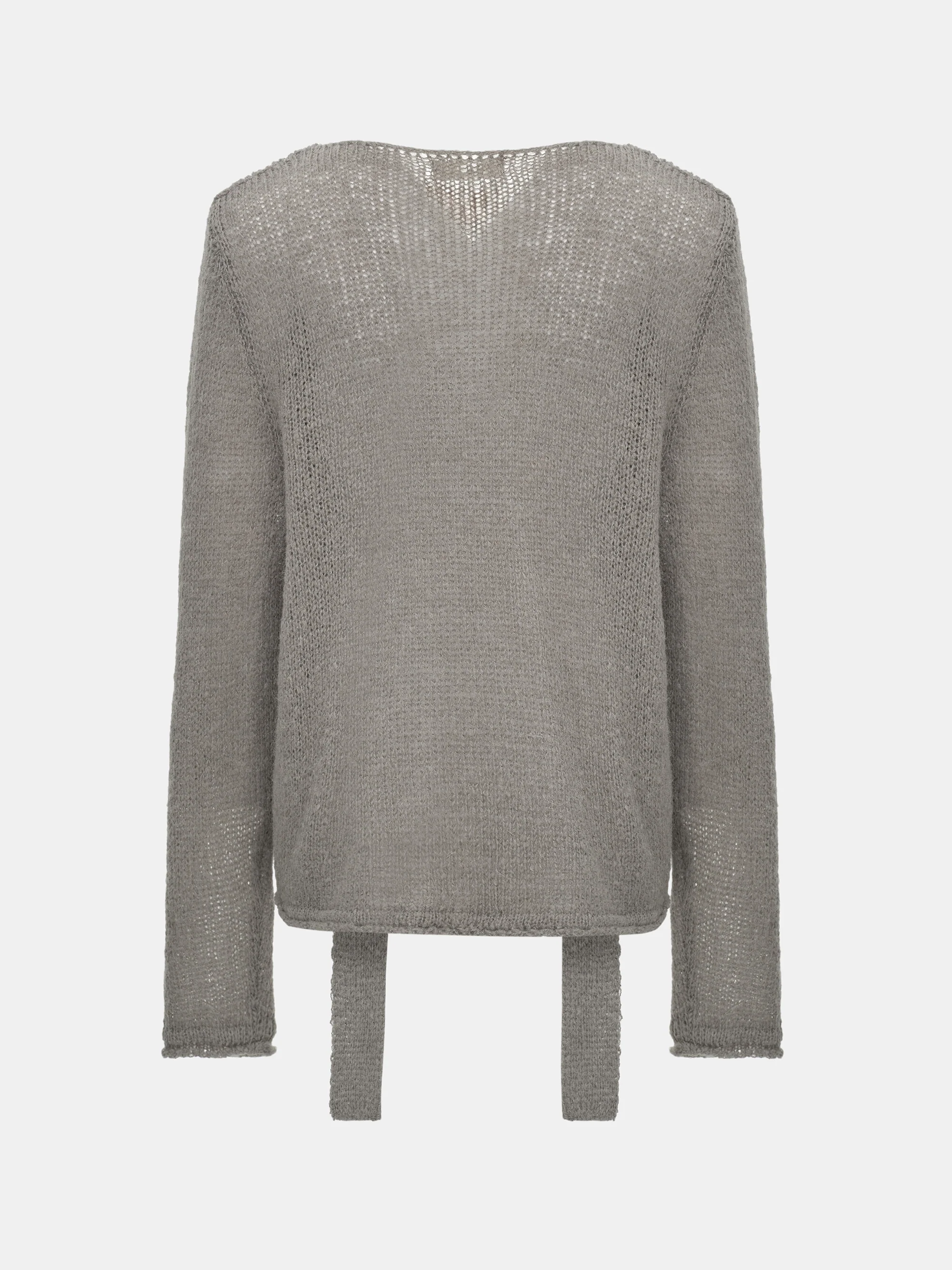 Scarf Collar Sweater, Grey - Image 6