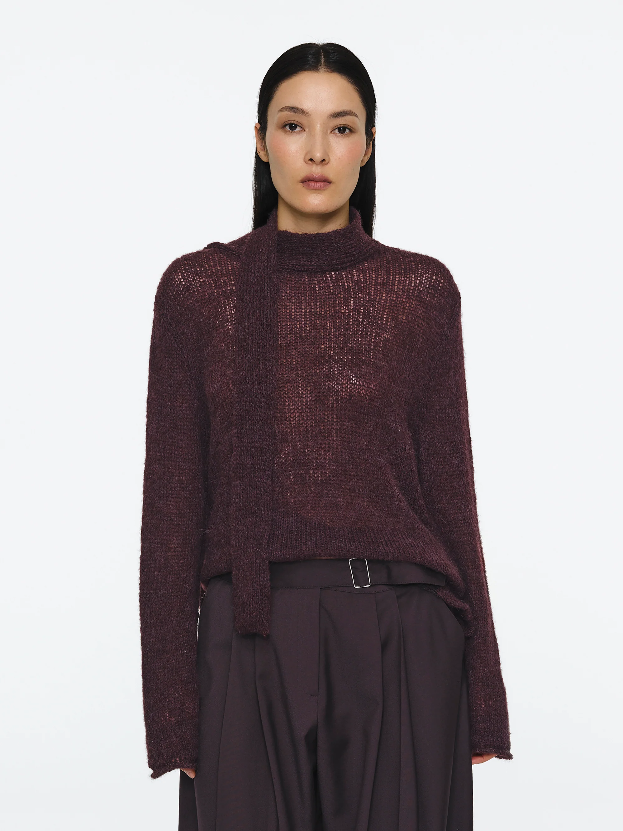 Scarf Collar Sweater, Wine