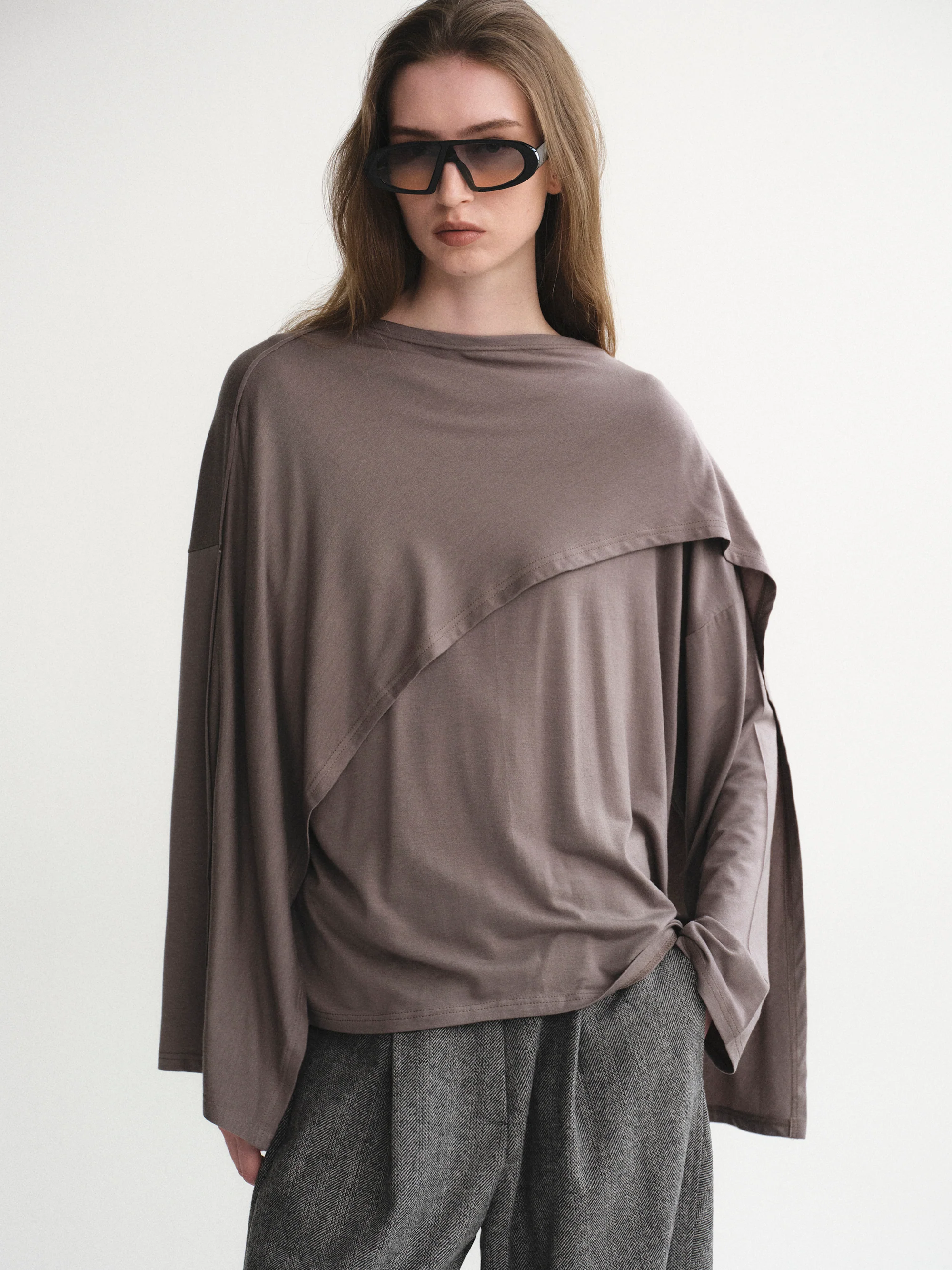 Scarf Detail T-Shirt, Graphite