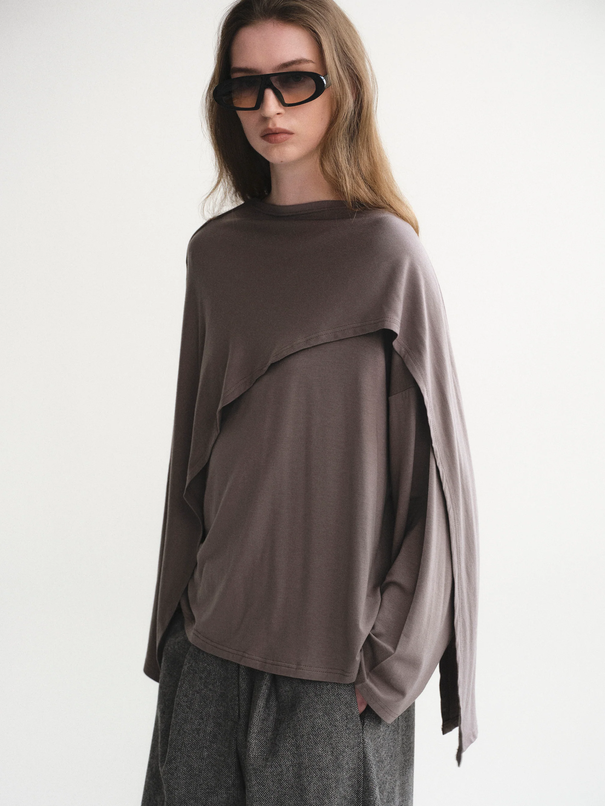 Scarf Detail T-Shirt, Graphite - Image 4