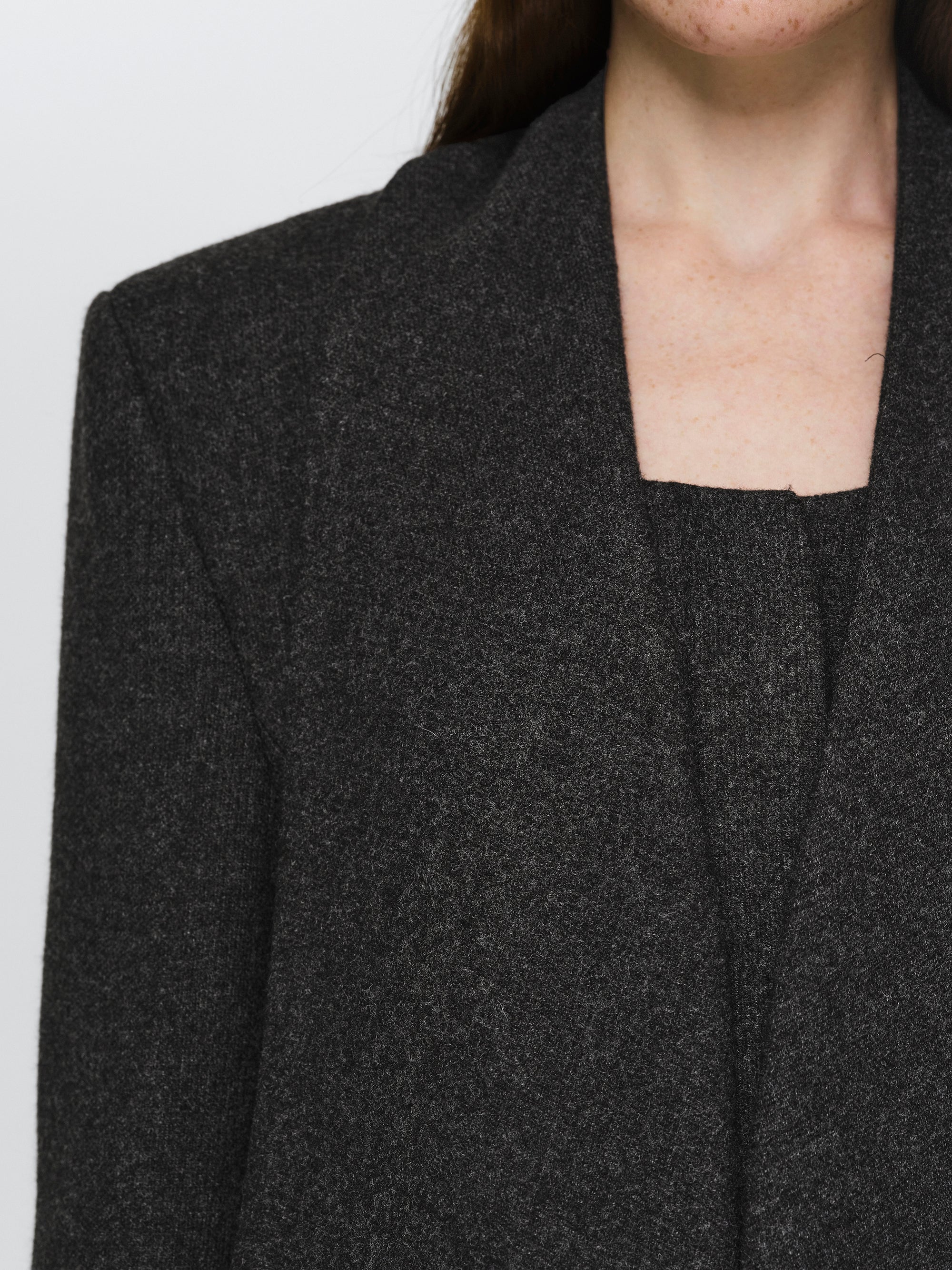 Scarf Lapel Blazer, Charcoal - Image 3