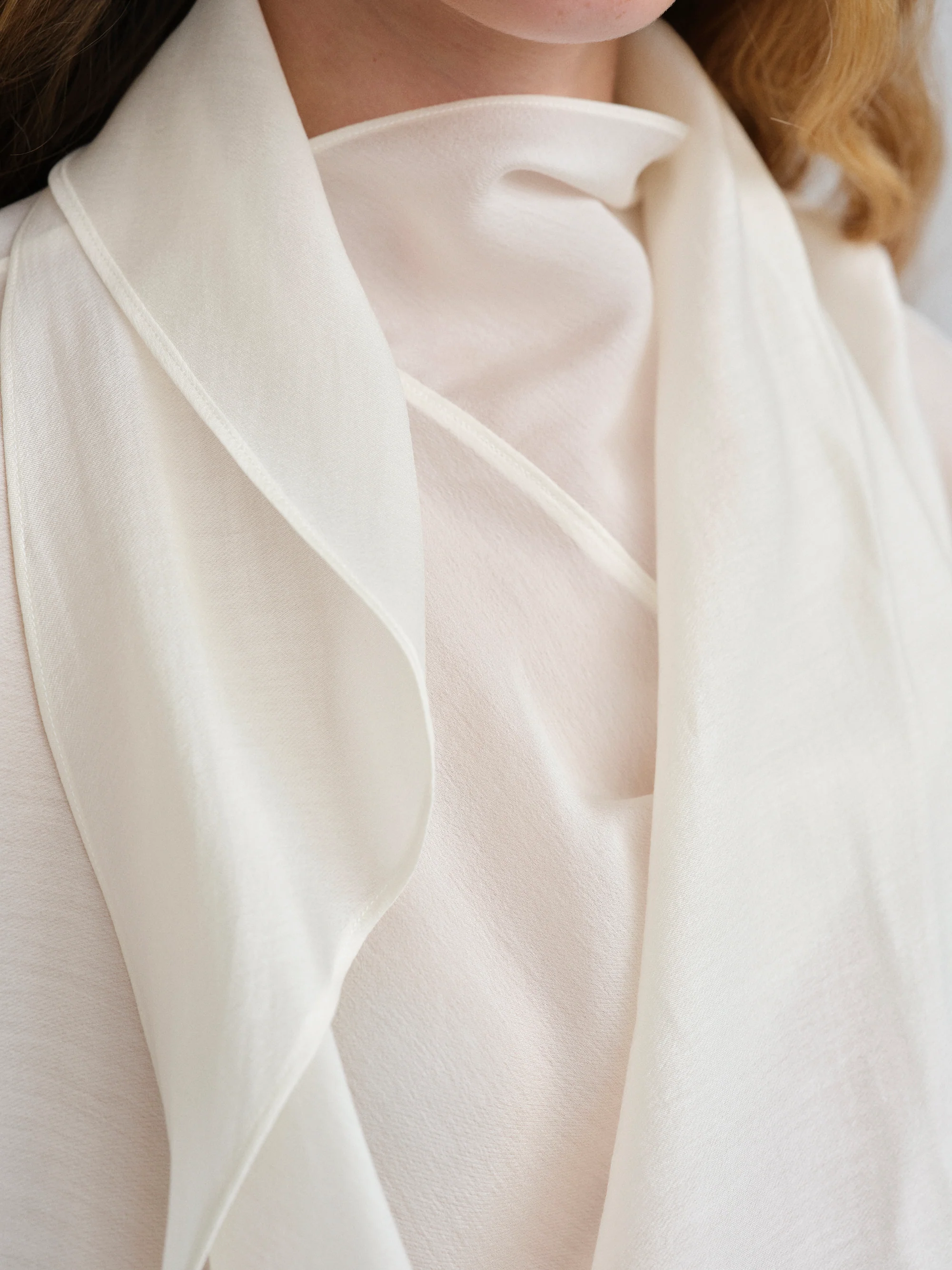 Scarf-Neck Blouse, White - Image 4