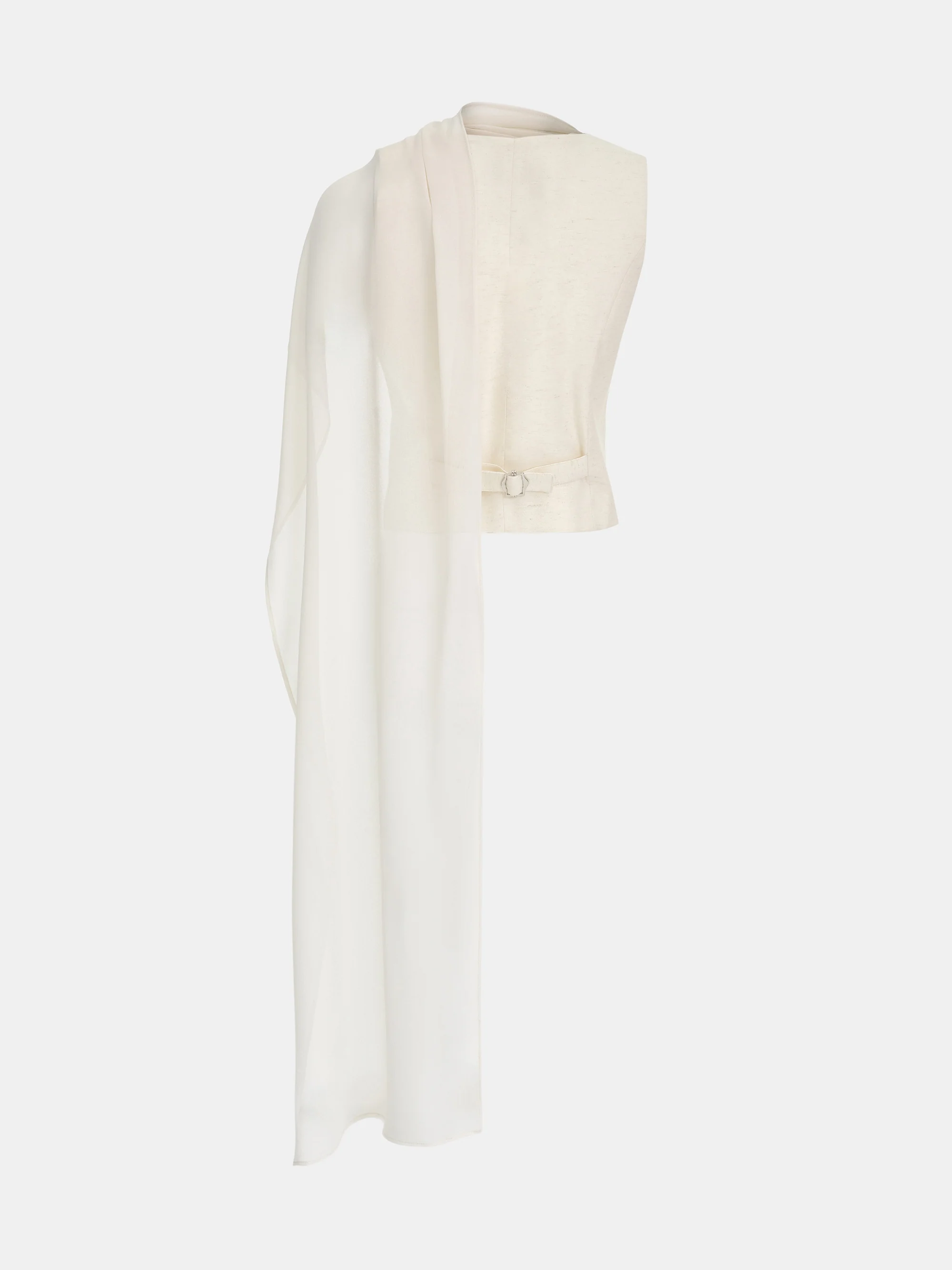Scarf-Neck Waistcoat, Cream - Image 6