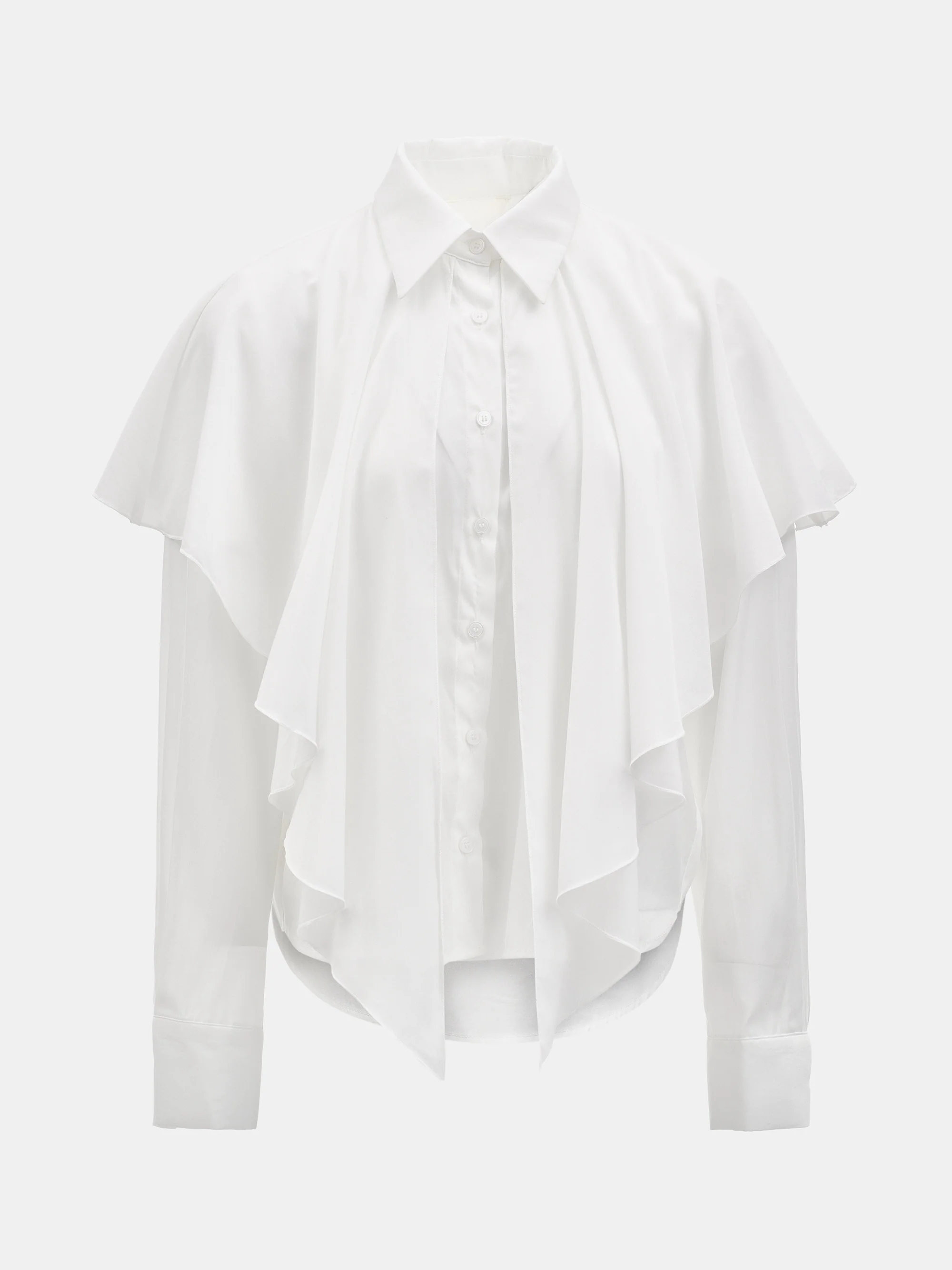 Scarf-Overlay Blouse, Ivory - Image 5