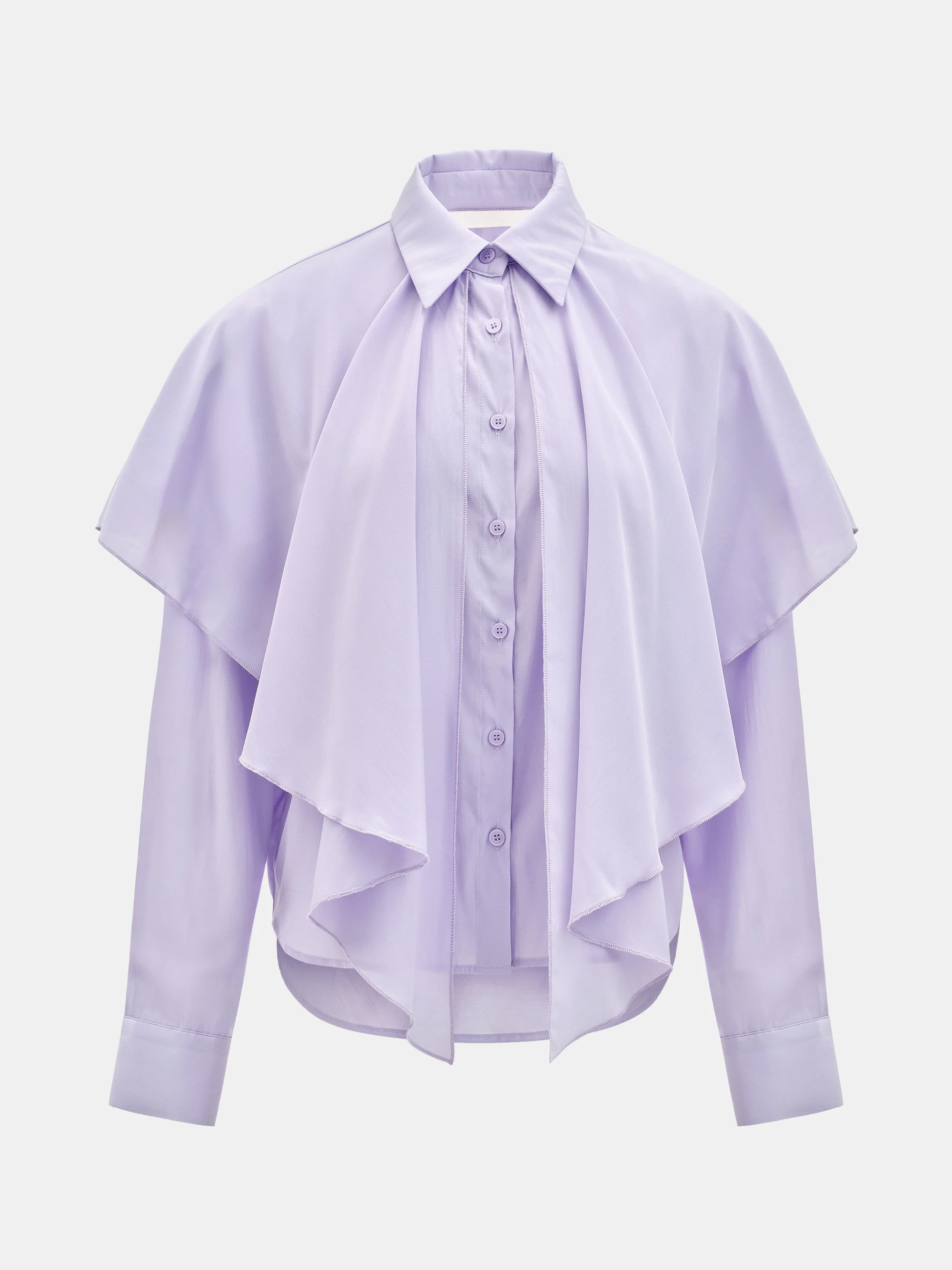 Scarf-Overlay Blouse, Purple - Image 7