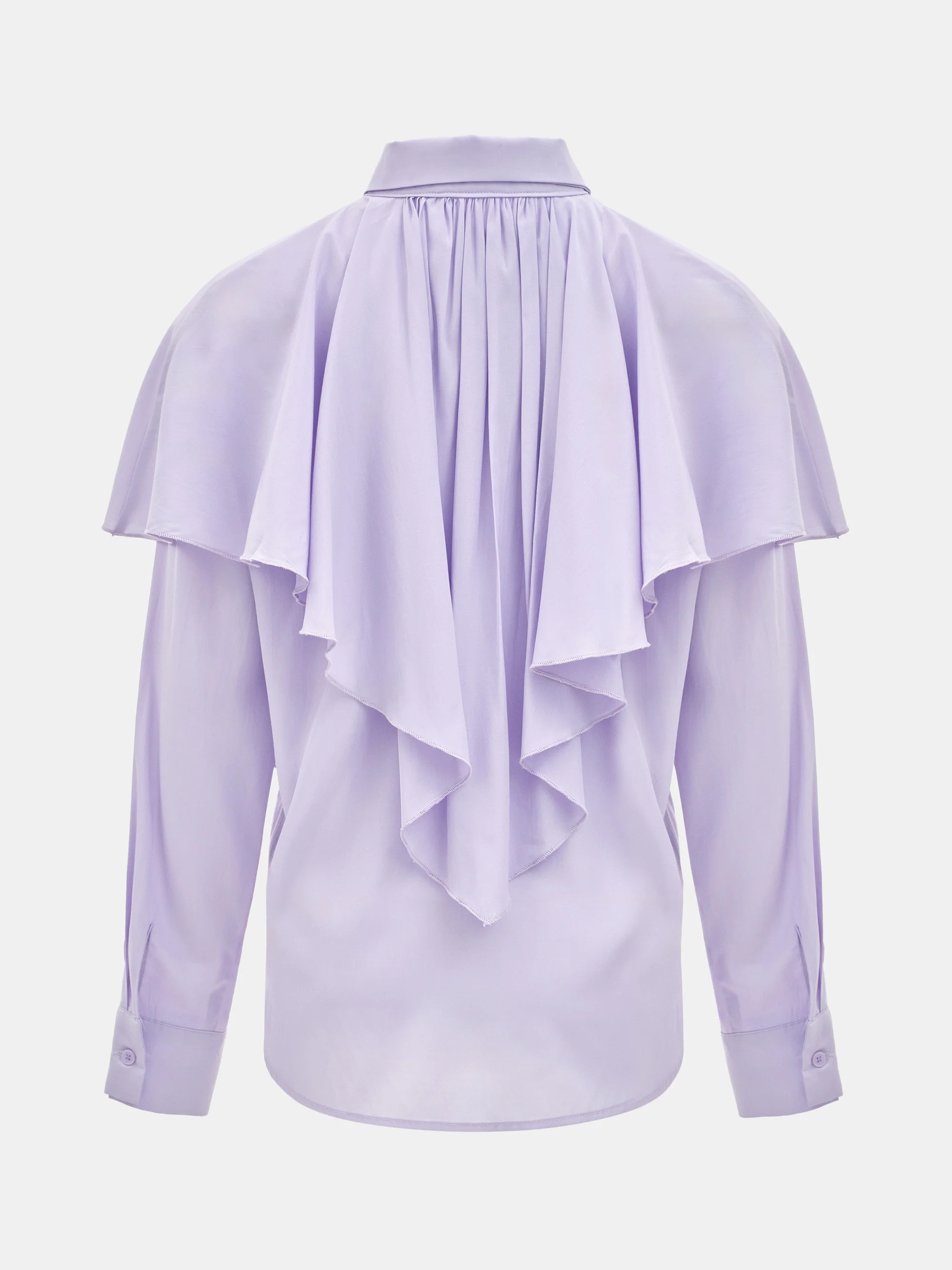 Scarf-Overlay Blouse, Purple - Image 8