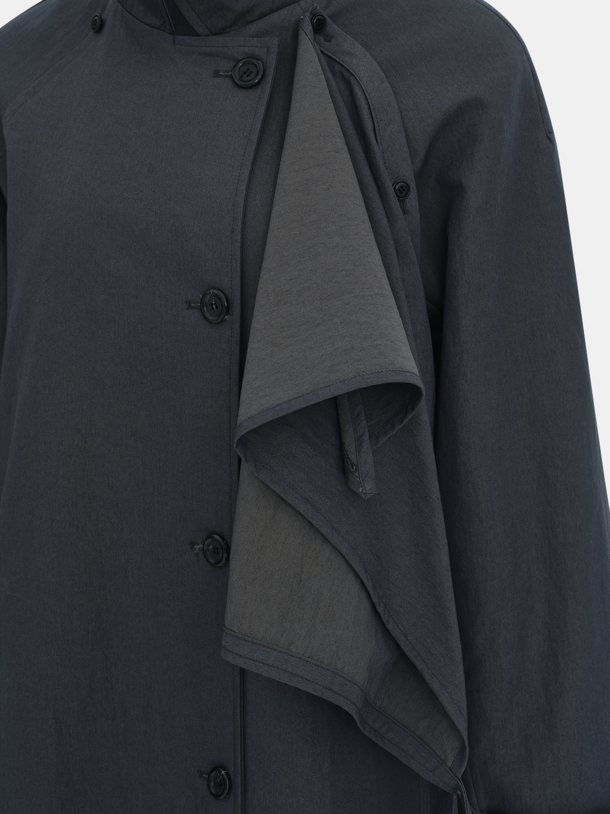 Scarf Panel Trench Coat, Charcoal - Image 2