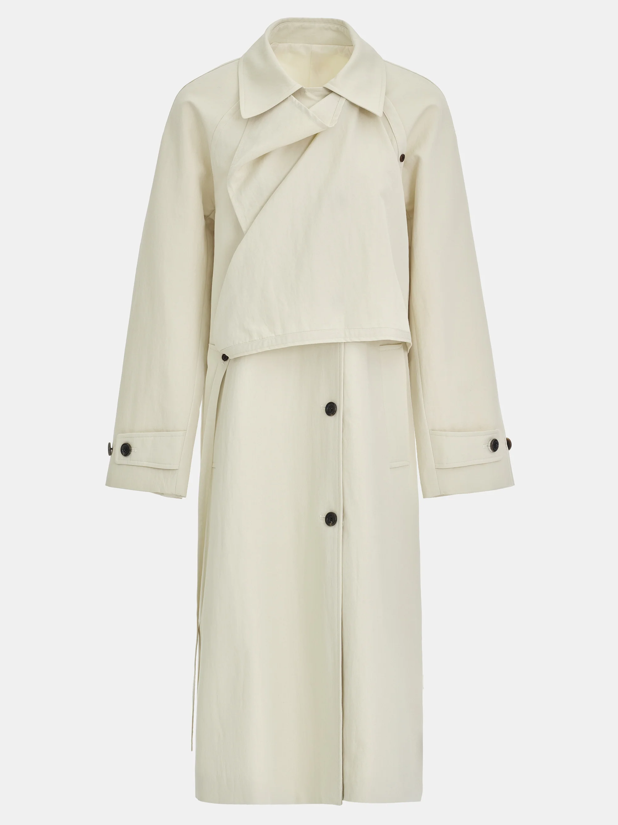 Scarf Panel Trench Coat, Ivory