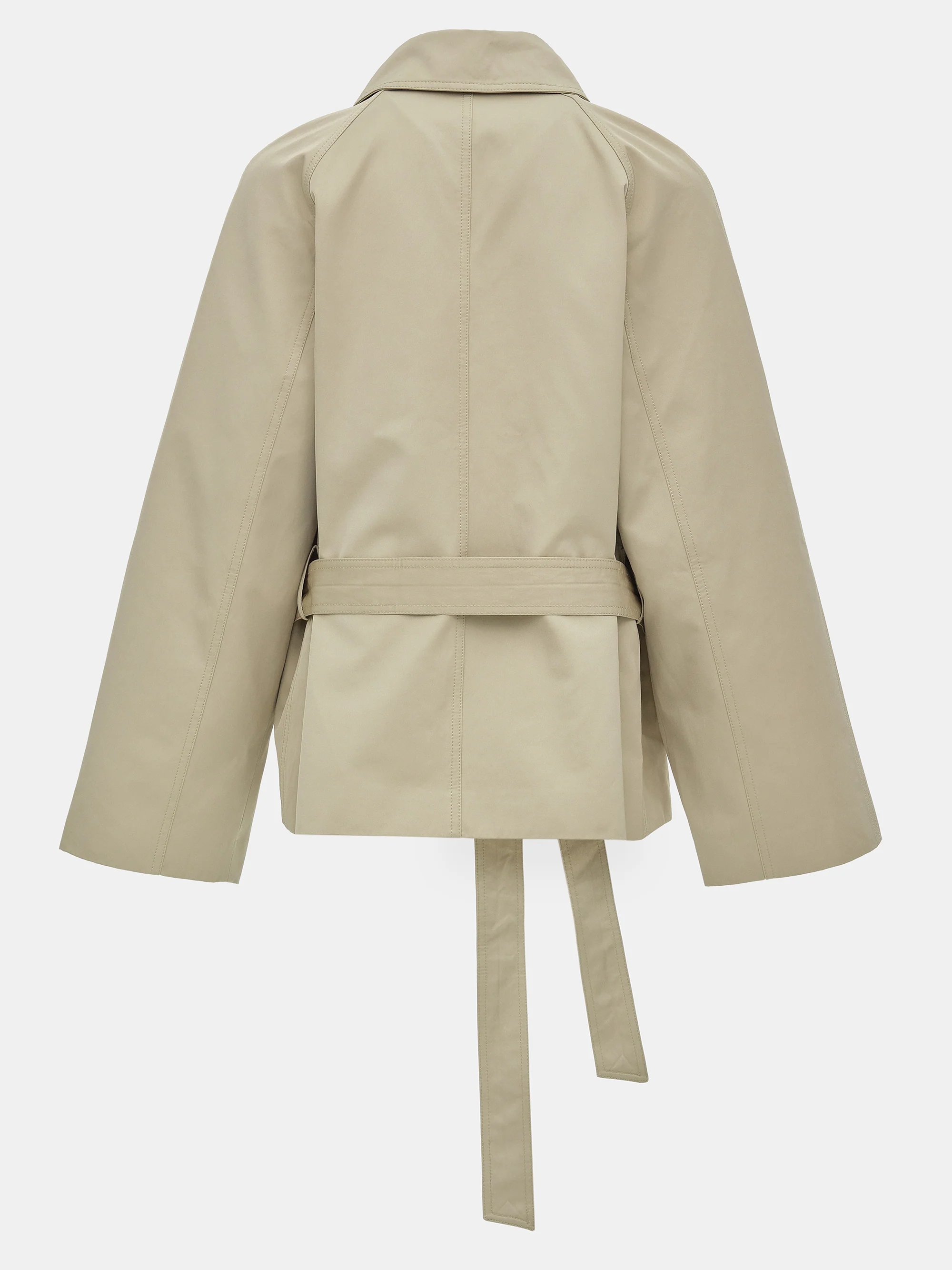 Scarf Short Trench Coat, Beige - Image 6