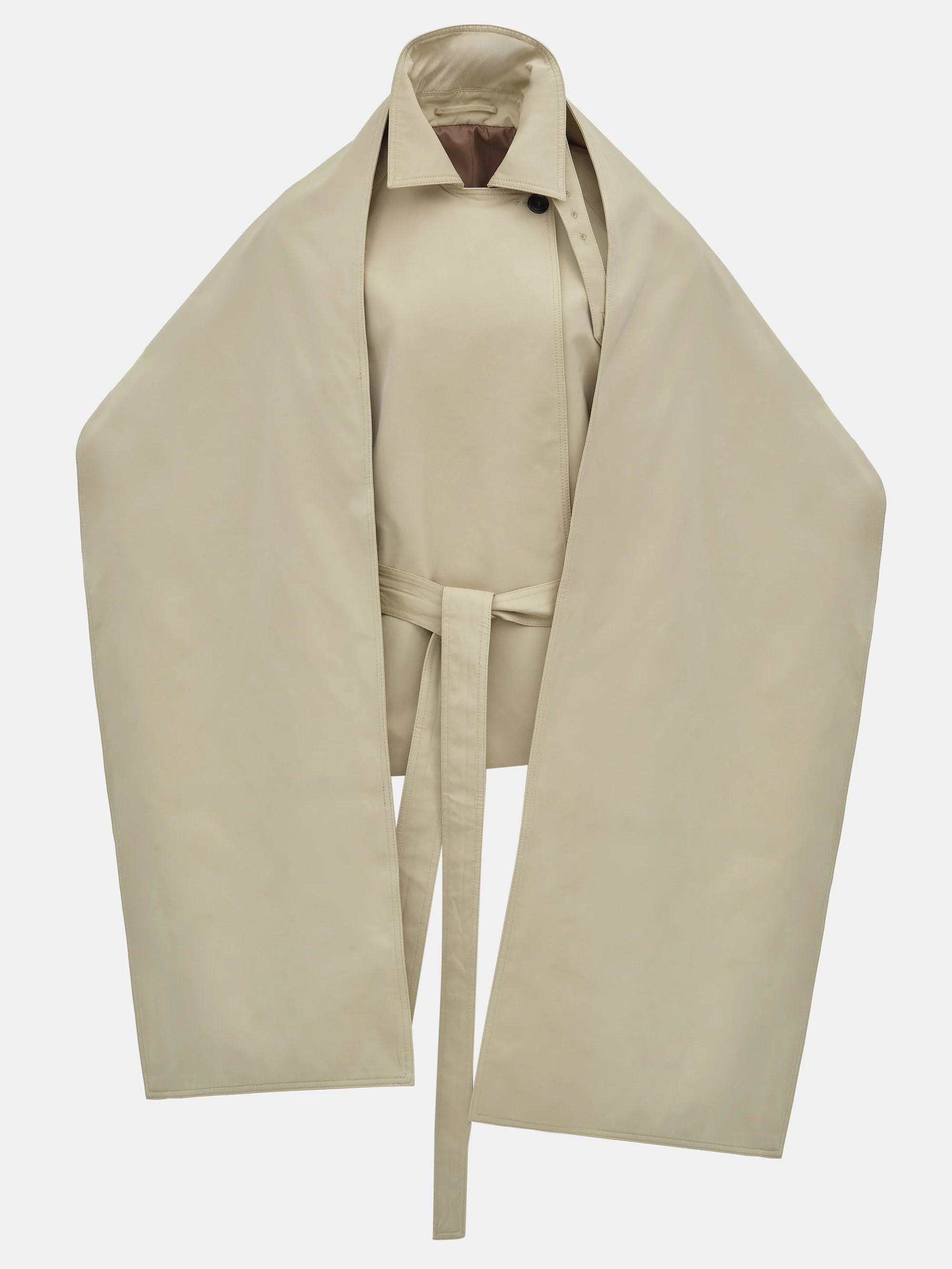 Scarf Short Trench Coat, Beige - Image 7