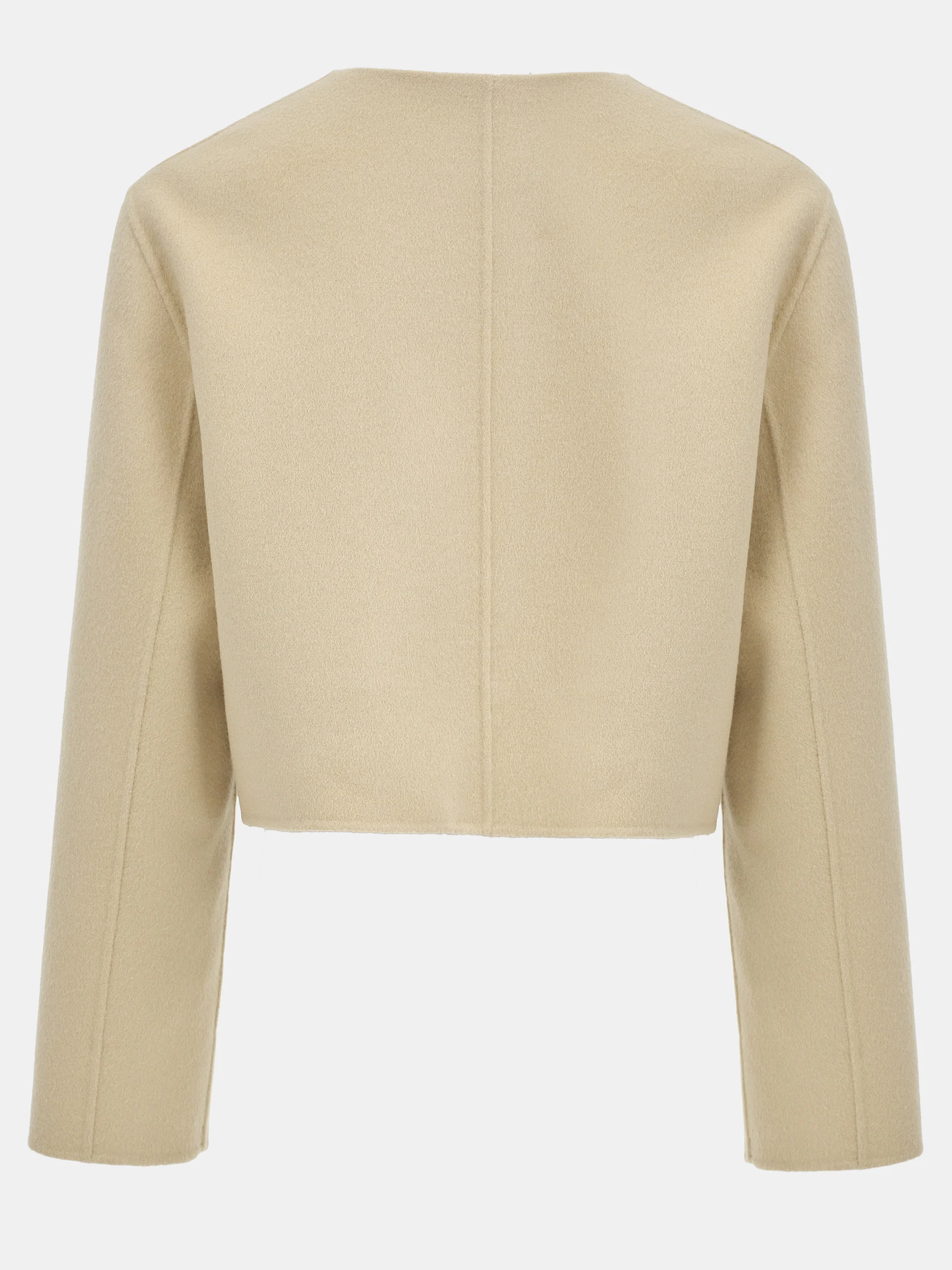 Scarf Wool Short Coat, Beige - Image 7