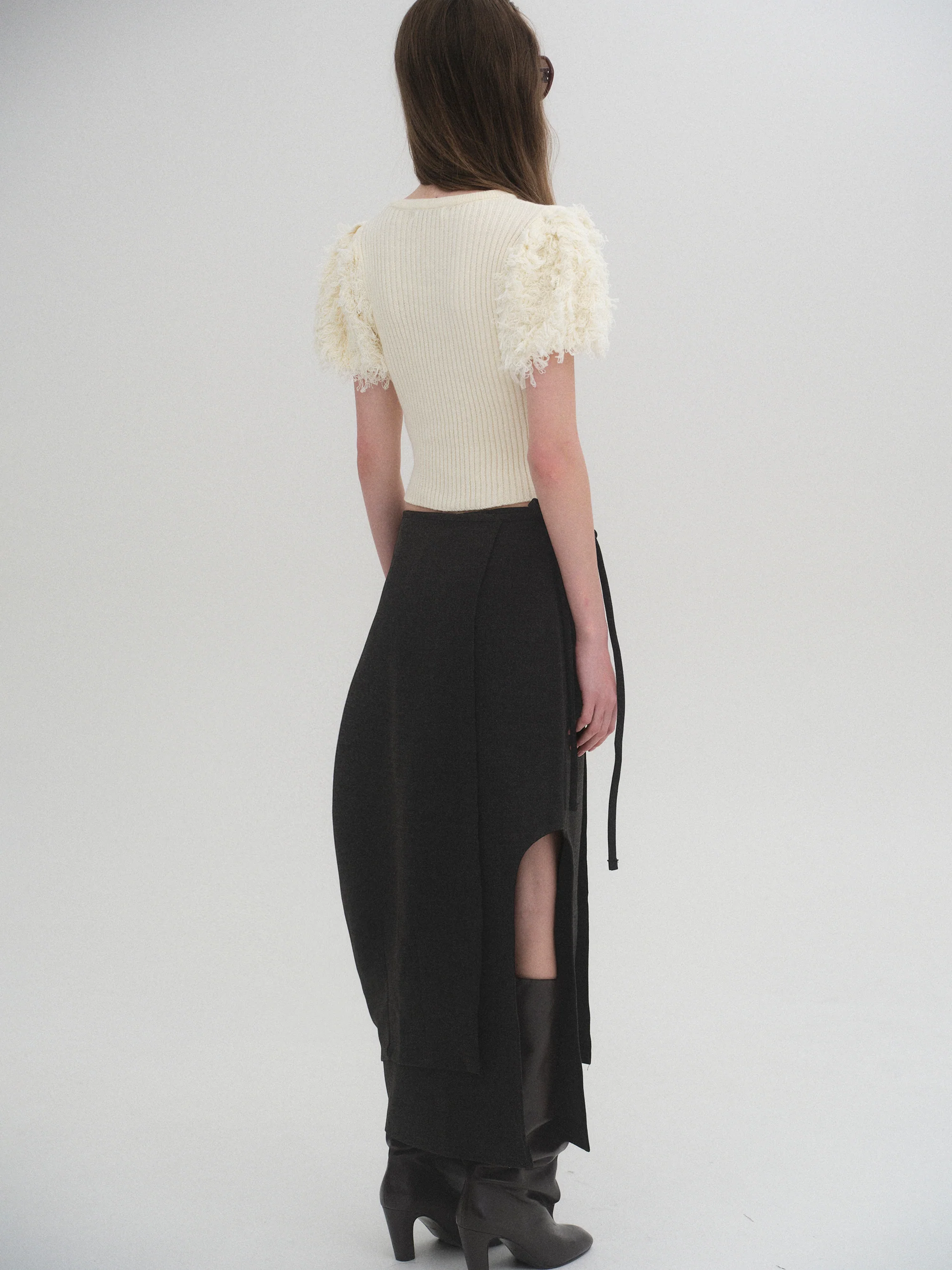Sculpted Wrap Skirt, Charcoal - Image 6