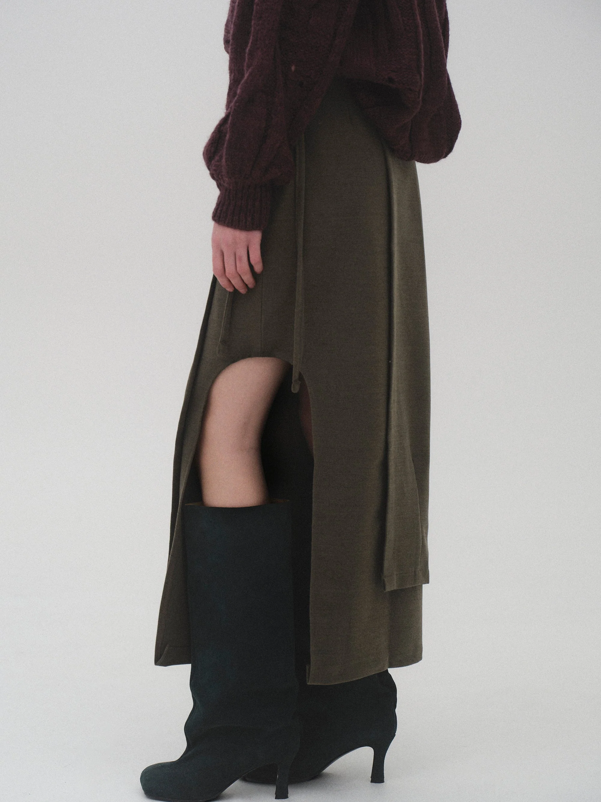 Sculpted Wrap Skirt, Olive - Image 4