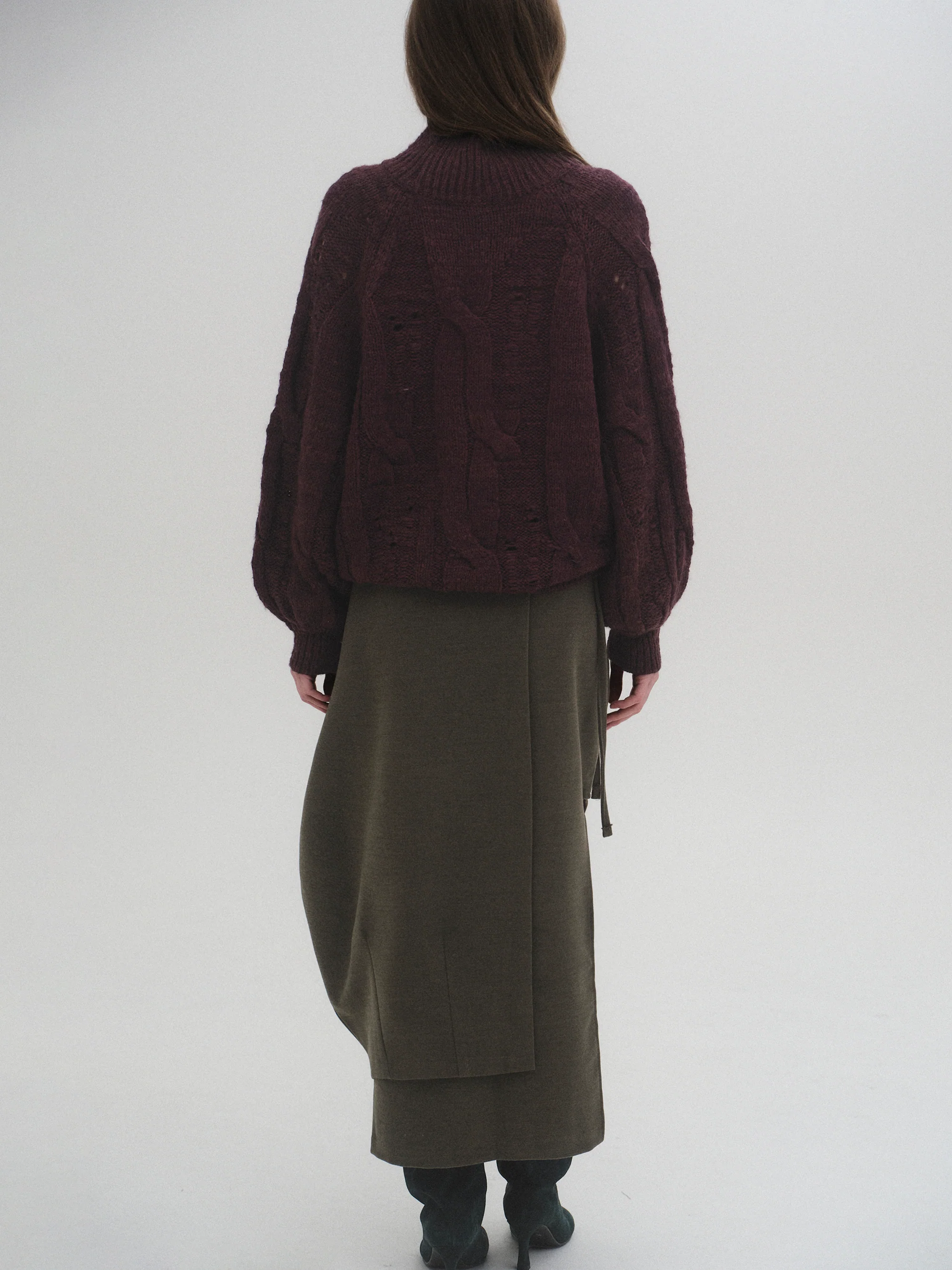 Sculpted Wrap Skirt, Olive - Image 5