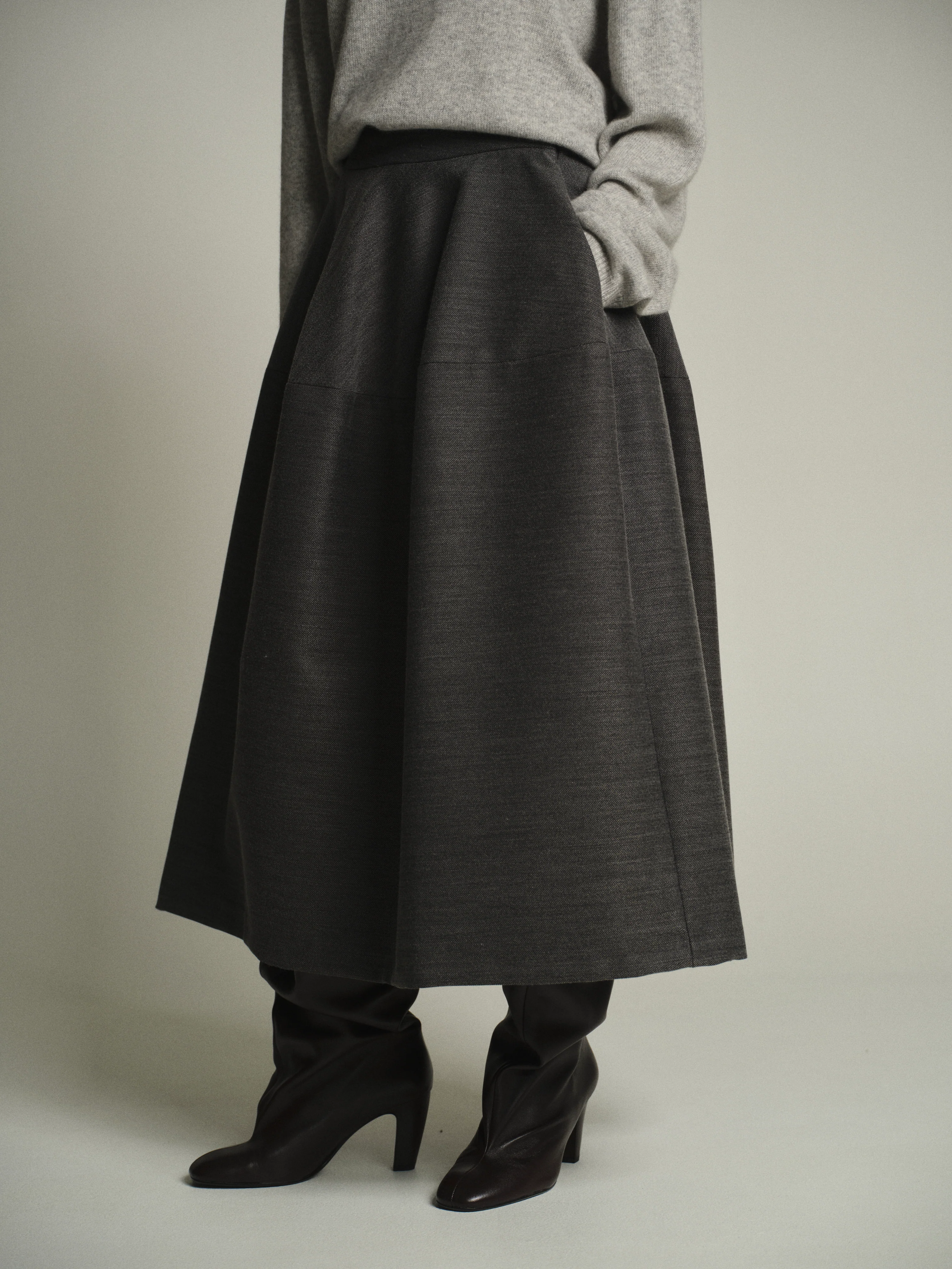 Sculptural Flared Skirt, Charcoal - Image 3