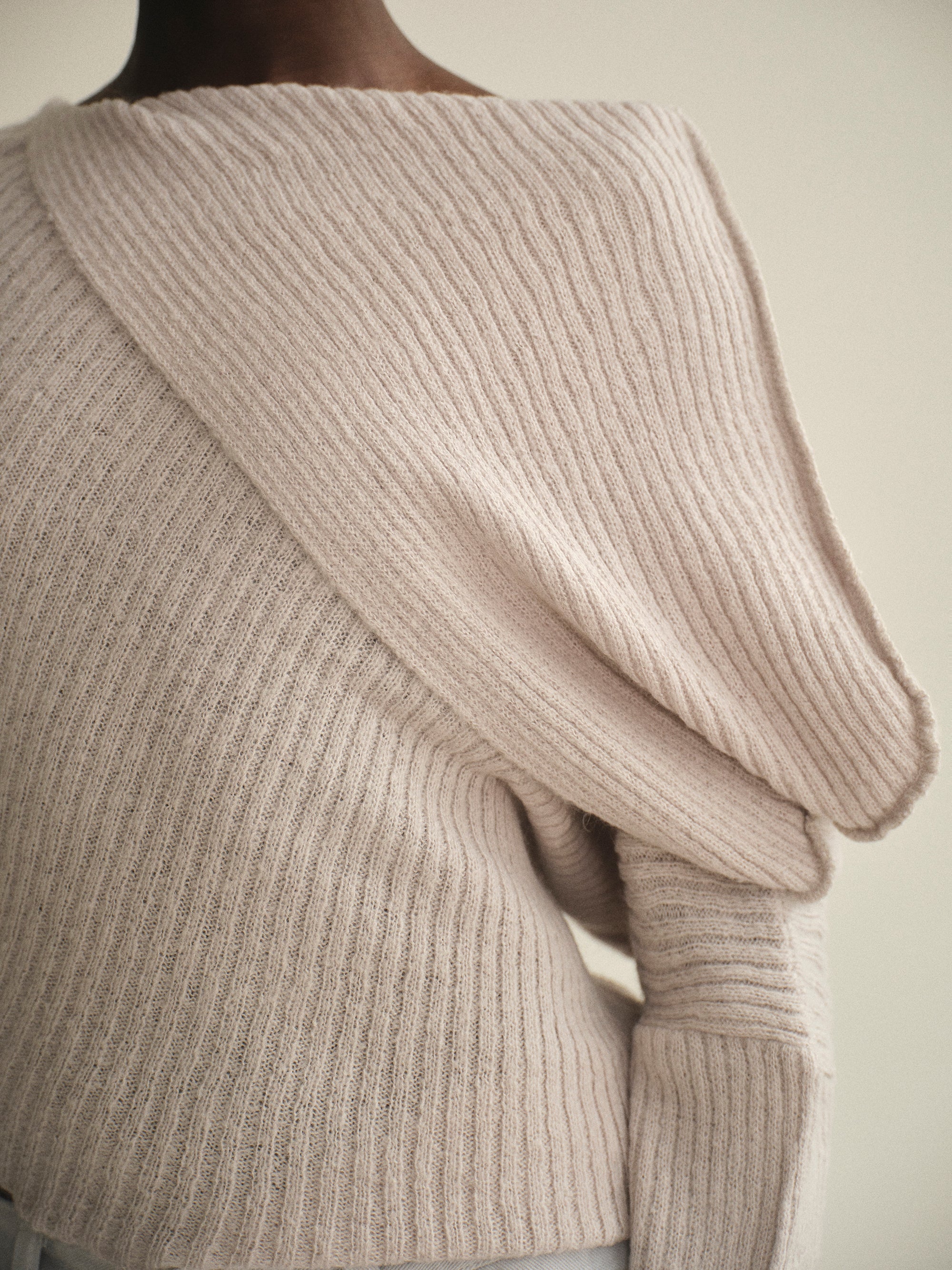 Sculptural Knit Top, Pale Grey - Image 3