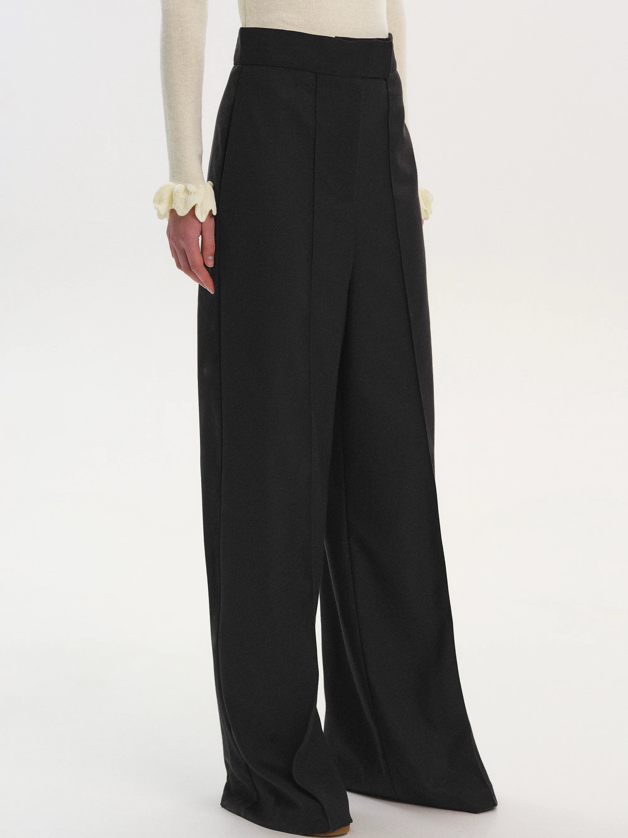 Selvan High Waist Creased Trousers, Black - Image 2