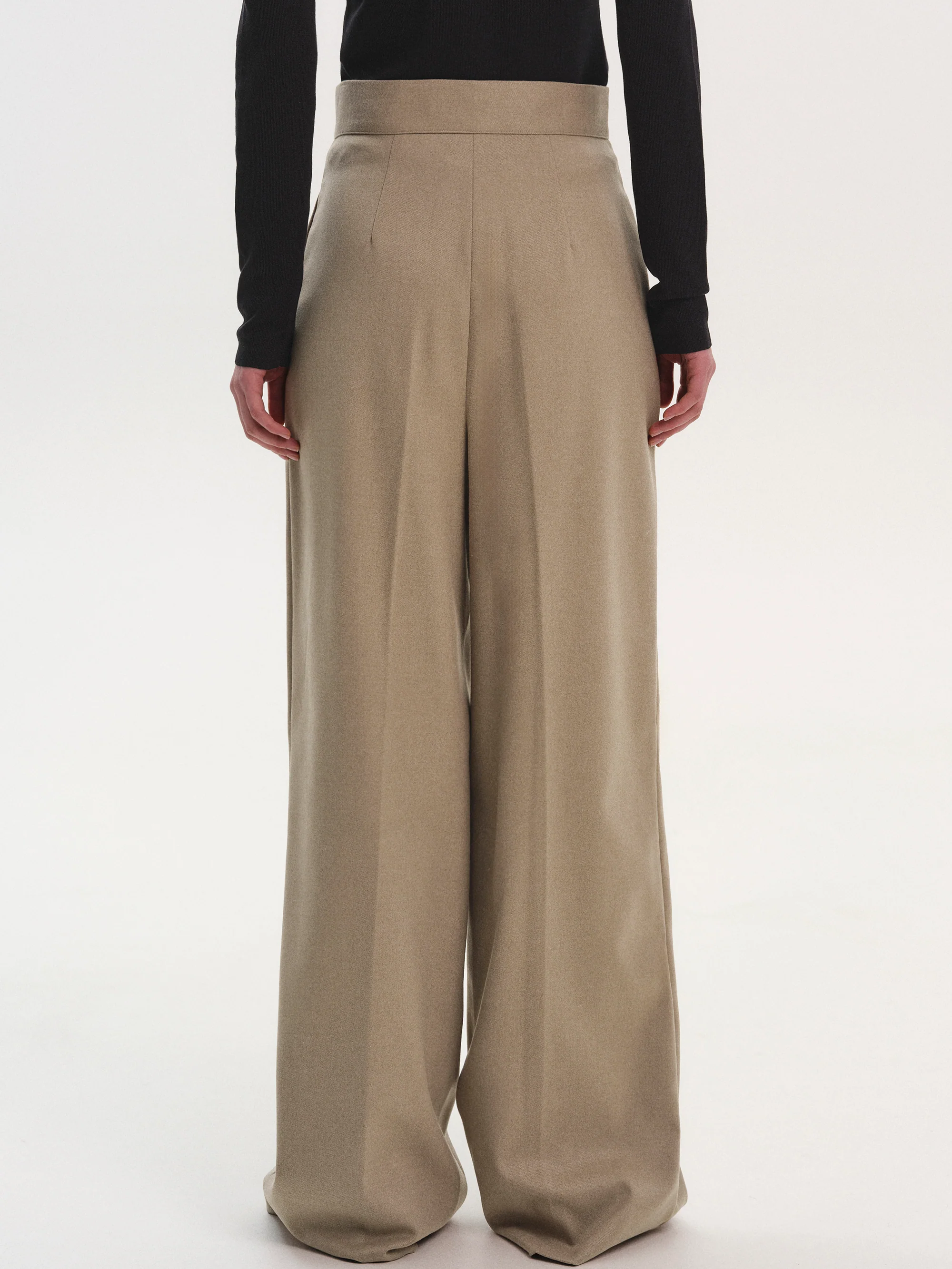 Selvan High Waist Creased Trousers, Mocha - Image 2