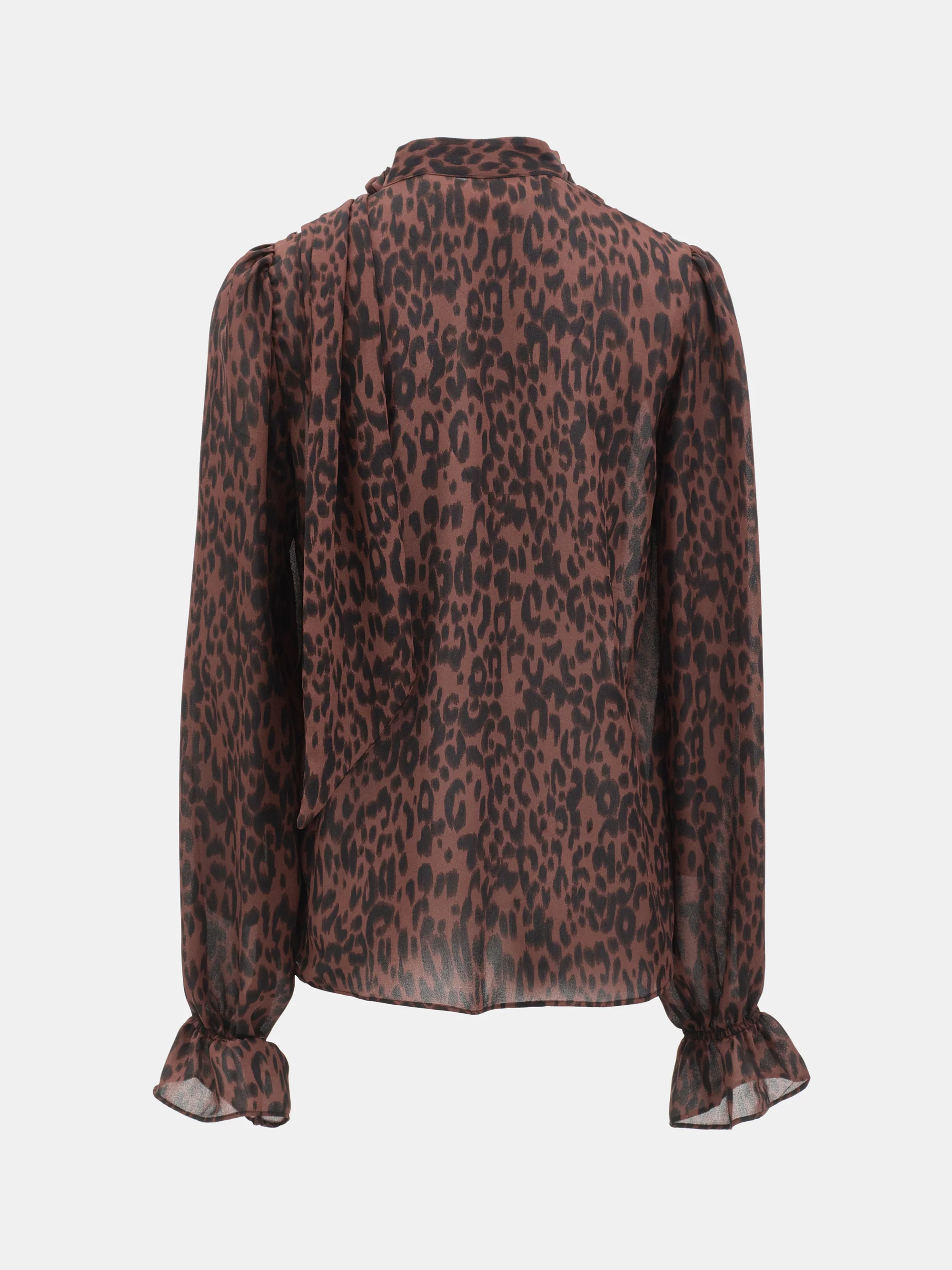 Semi-Sheer Tie Blouse, Leopard - Image 7