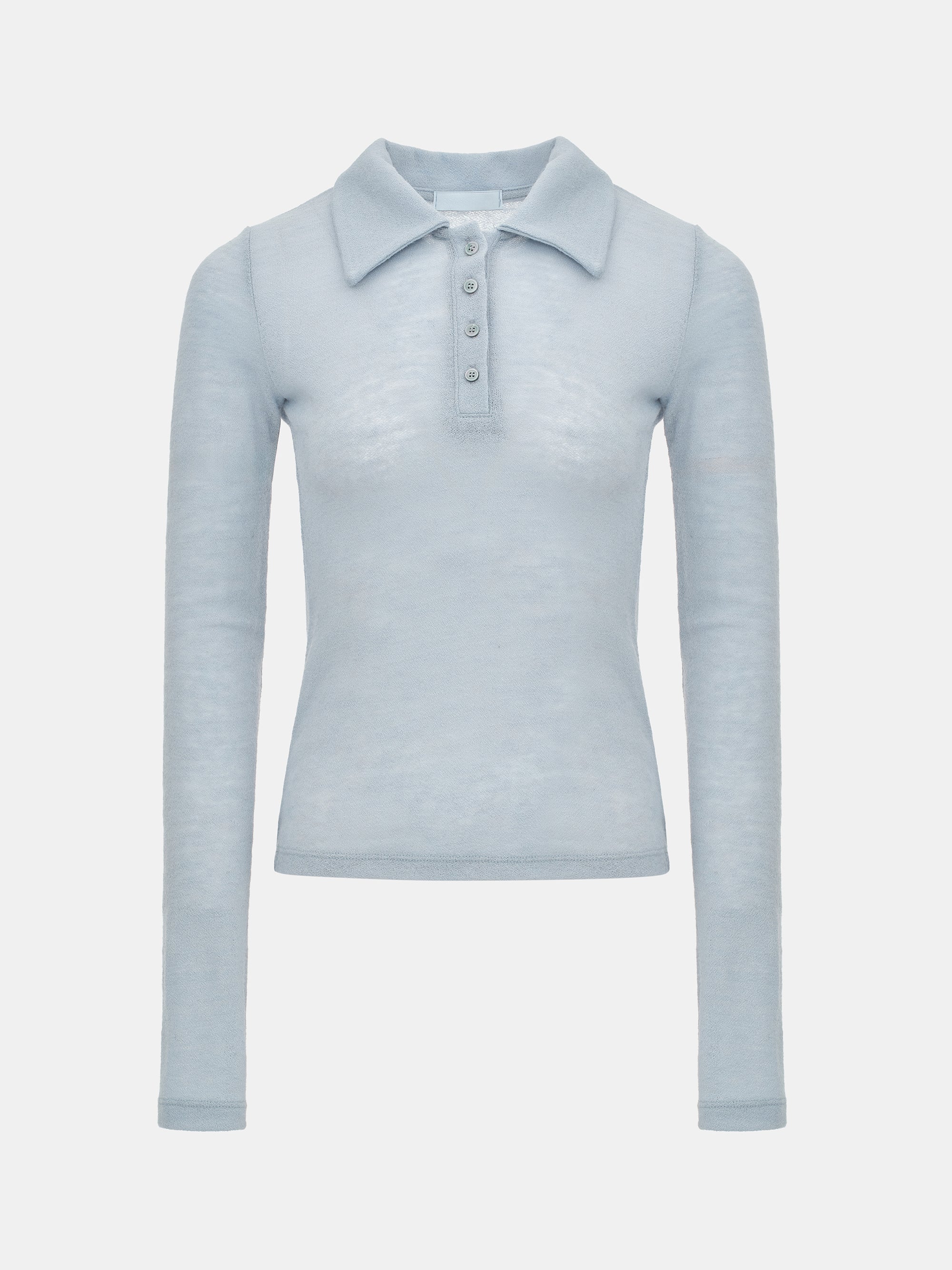Semi-Sheer Wool Polo, Pale Blue - Image 5