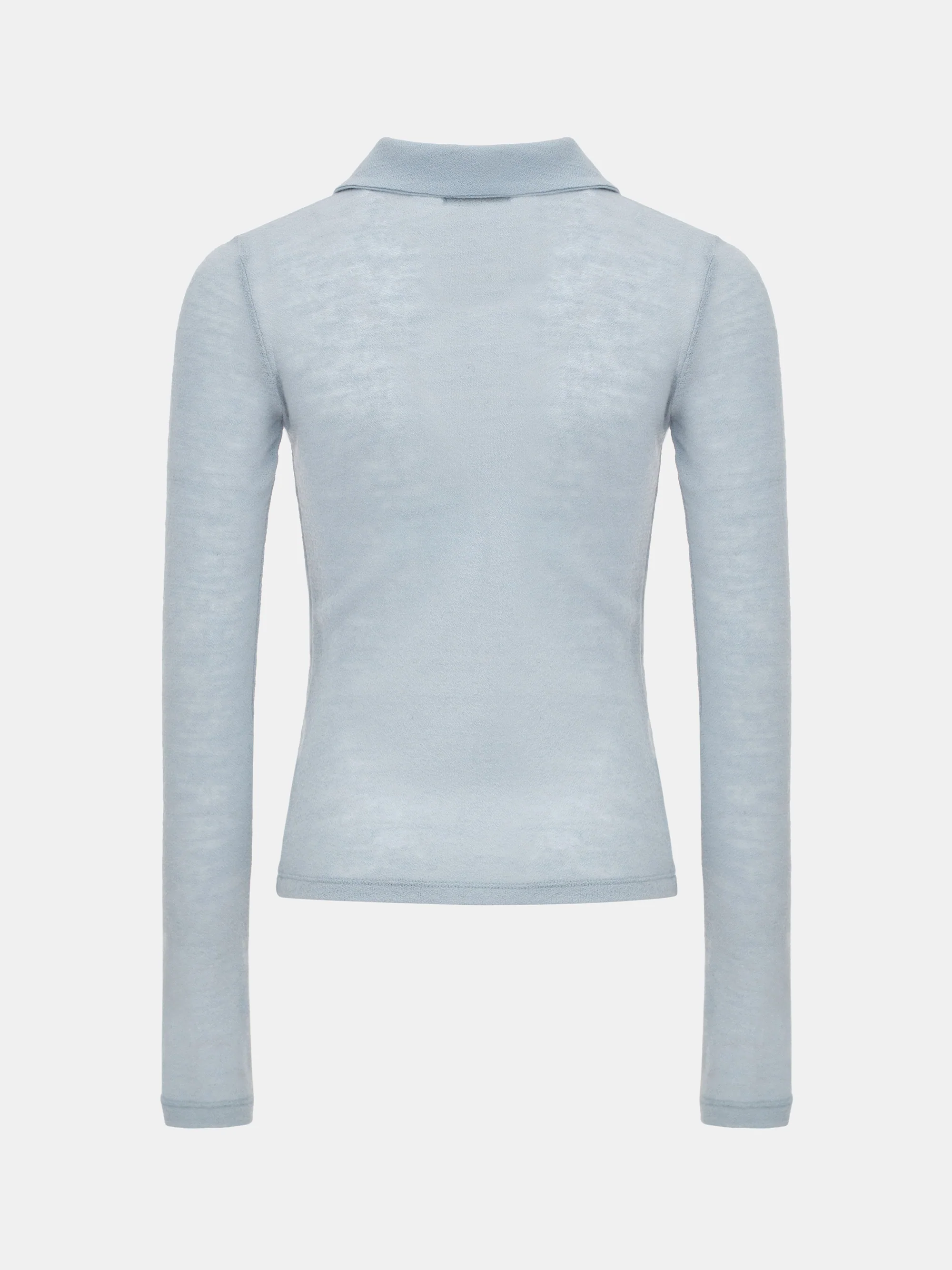 Semi-Sheer Wool Polo, Pale Blue - Image 6