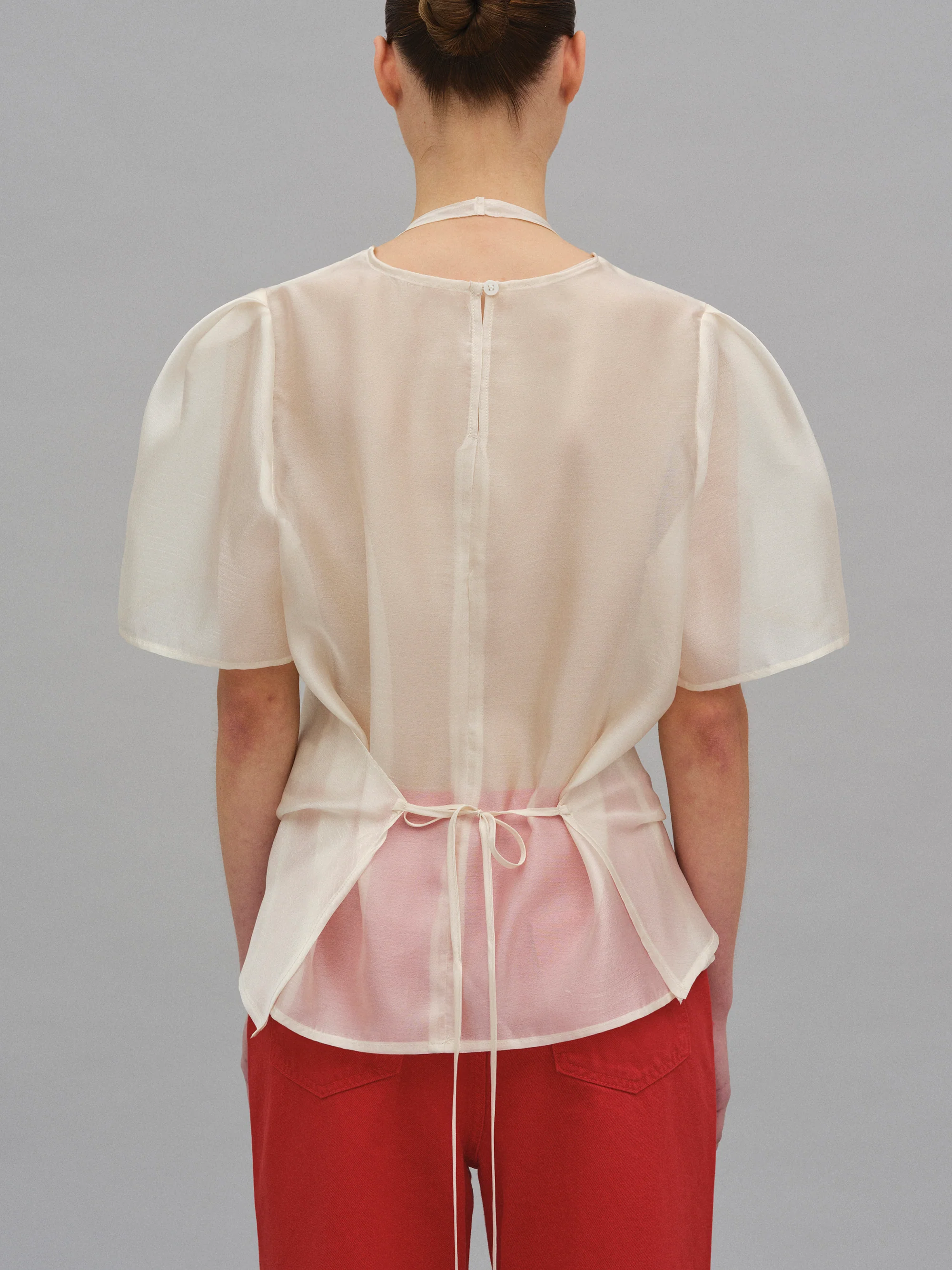 Sevi Veiled Blouse, Ivory - Image 4