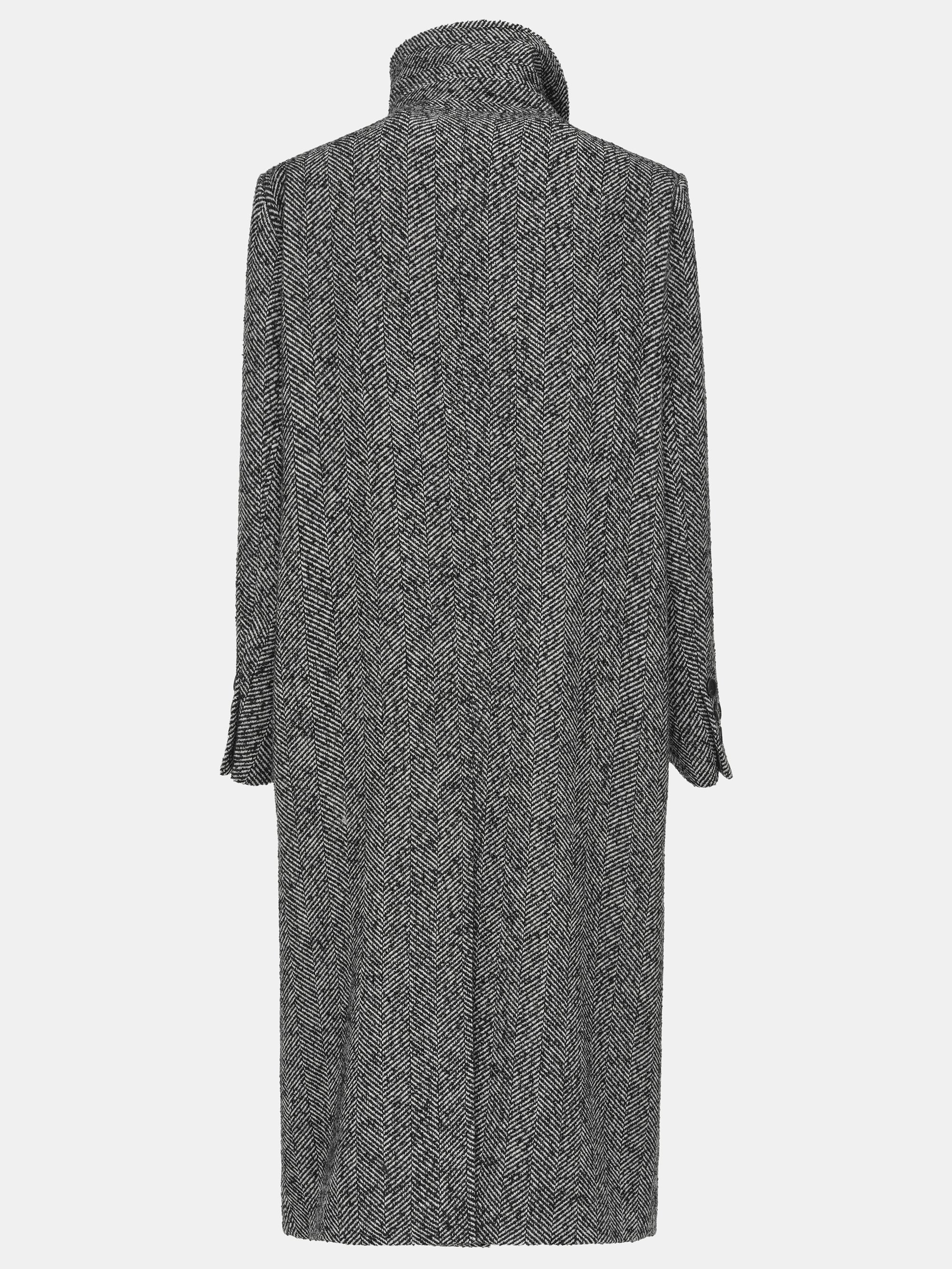 Shawl-Collar Herringbone Coat, Black - Image 6