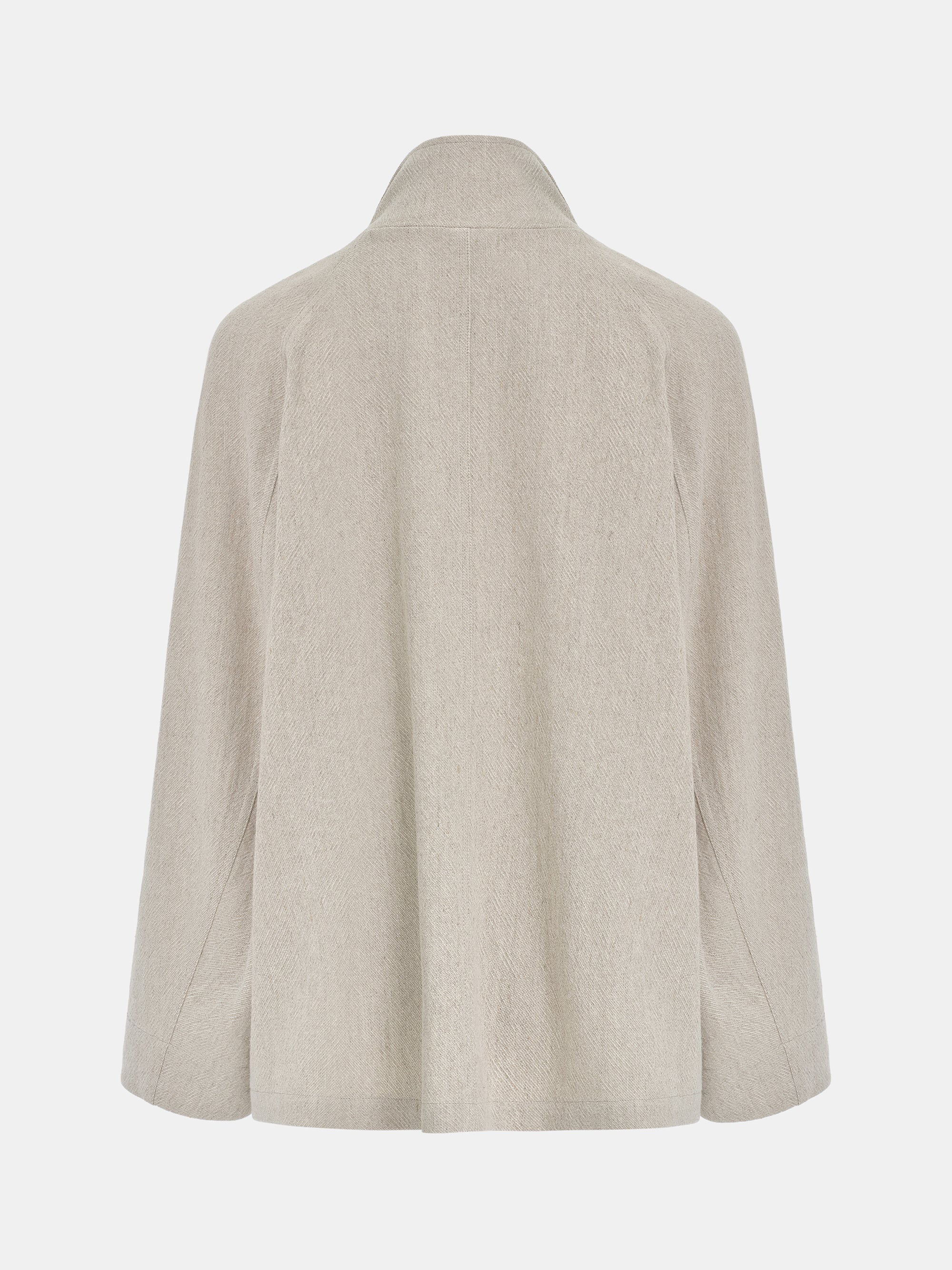 Shawl-Collar Linen-Blend Jacket, Beige - Image 6