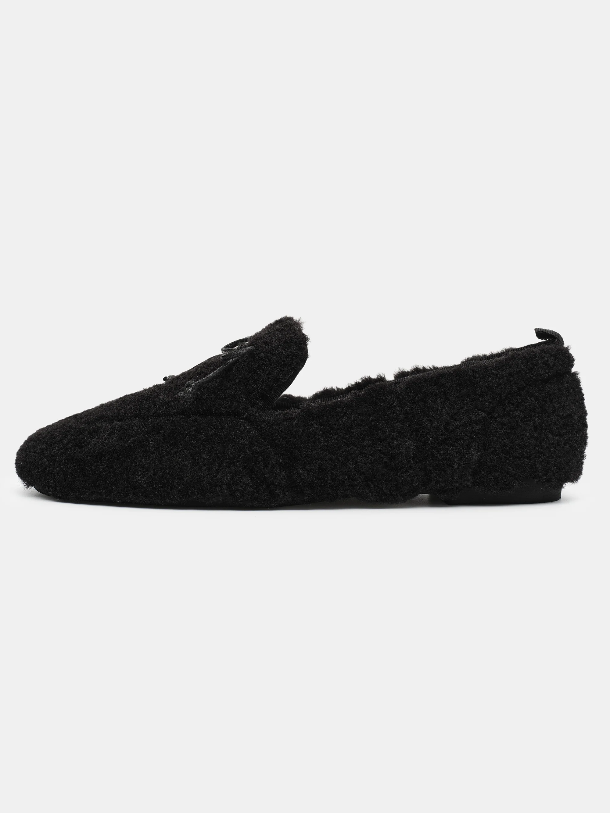Shearling Moccasin Loafers, Black - Image 2