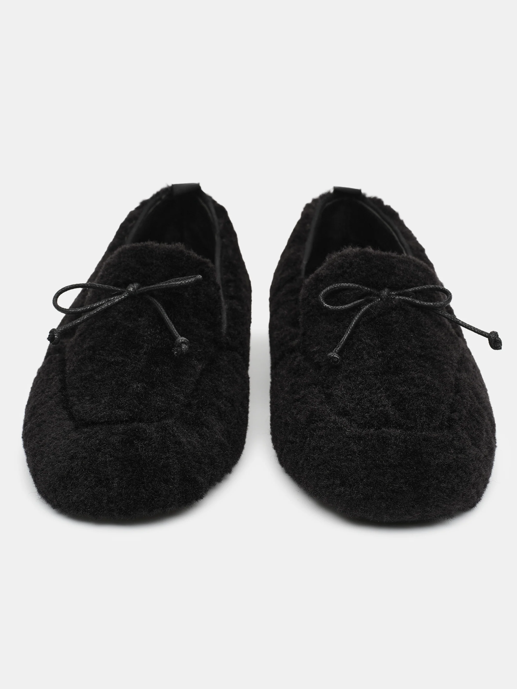 Shearling Moccasin Loafers, Black - Image 3
